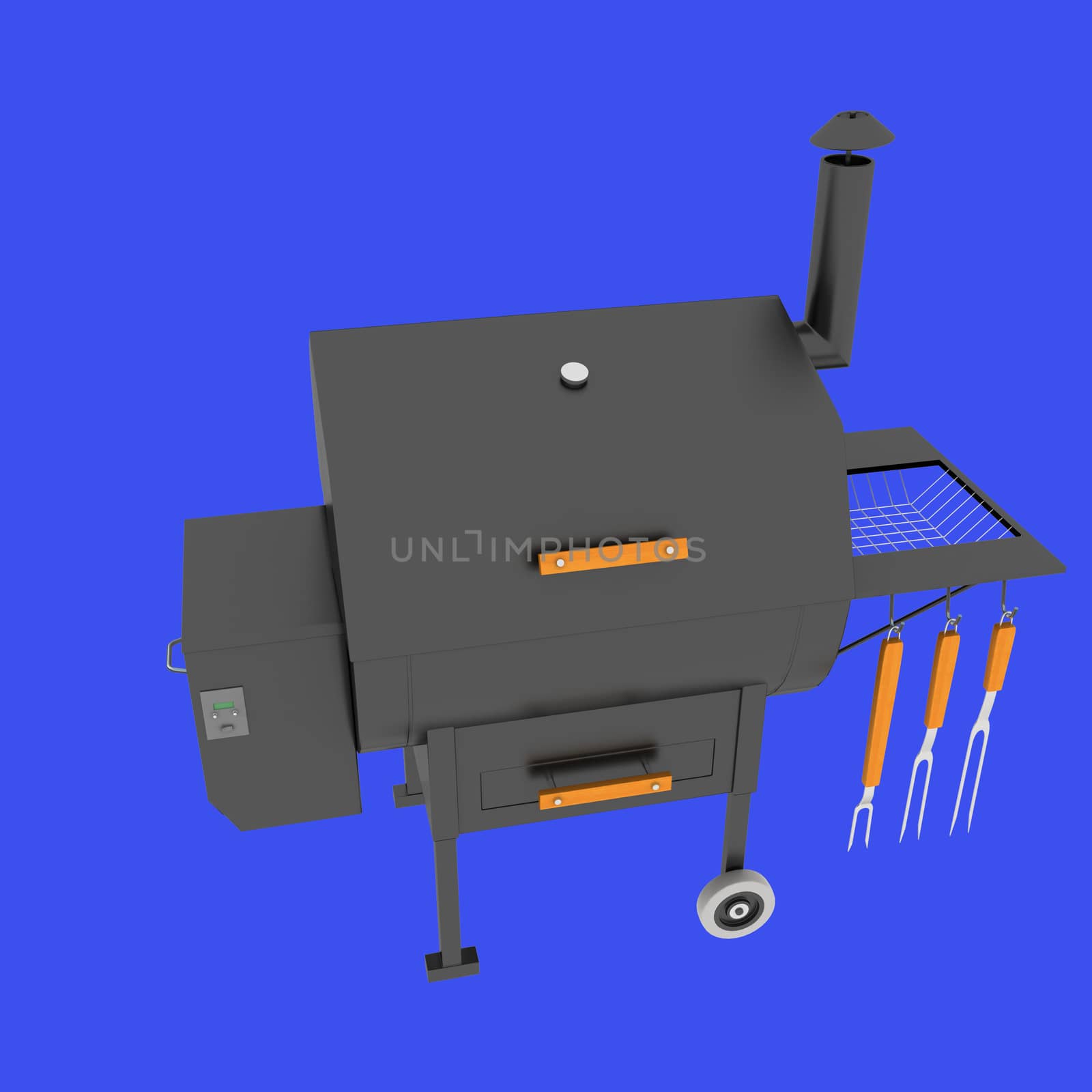 oven barbecue grill on a blue background