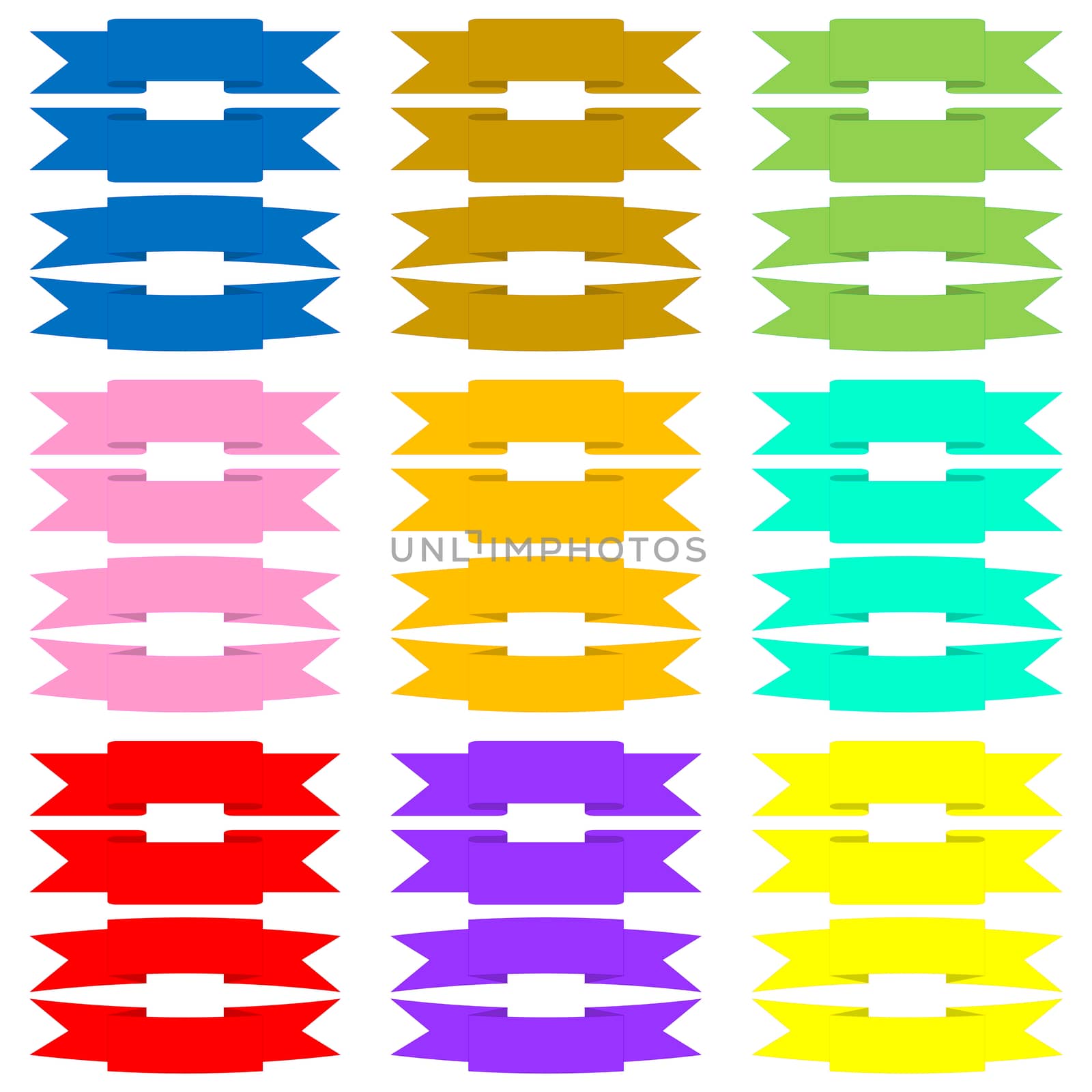 Set of colorful ribbons in white background