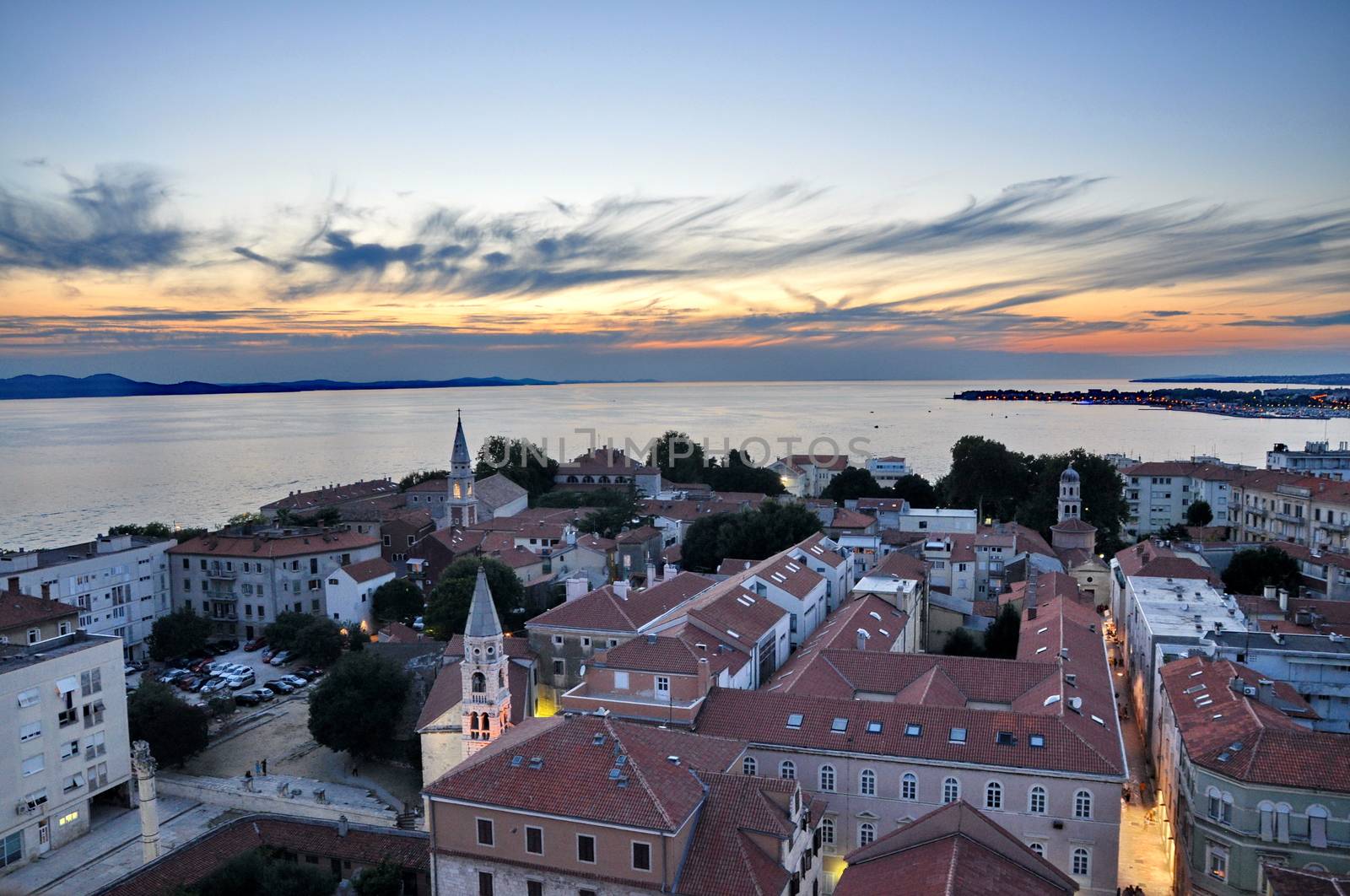 View of Zadar, Croatia from above at sunset by anderm