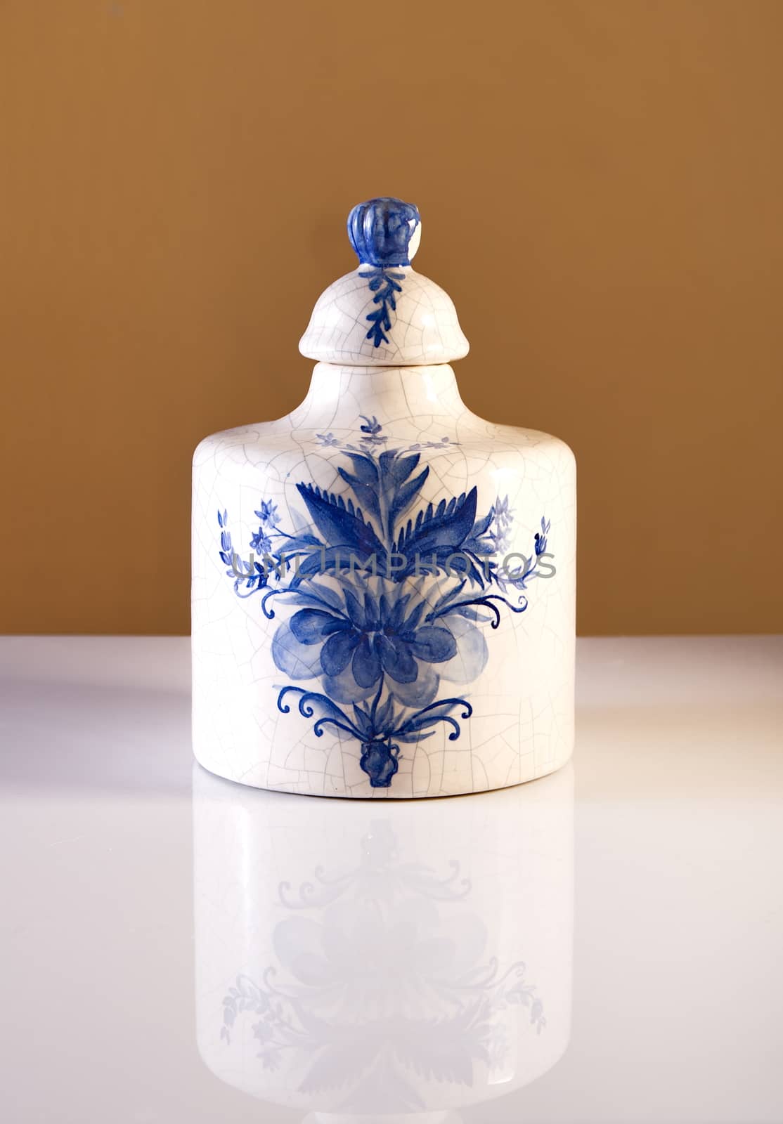 Old white and blue pot by anderm