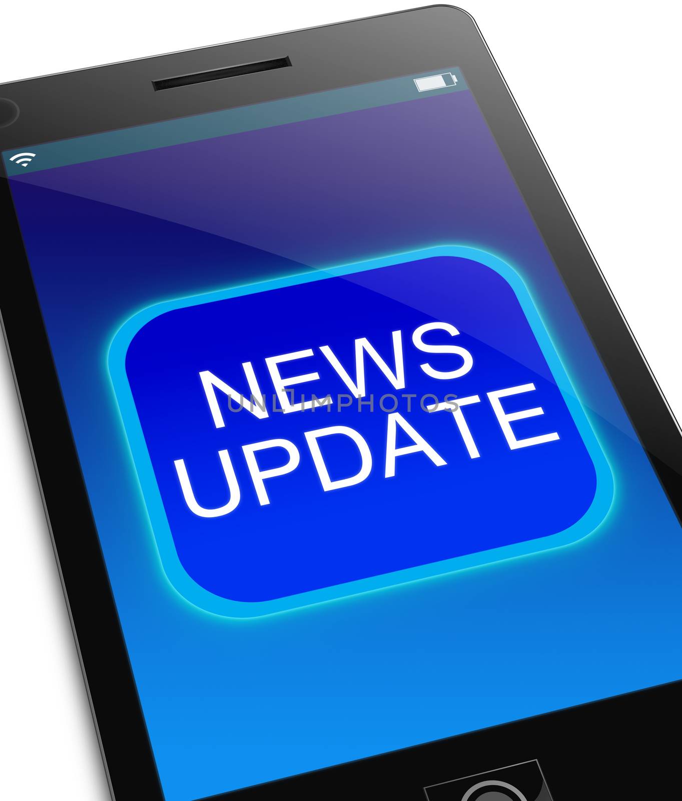 Illustration depicting a phone with a news update concept.