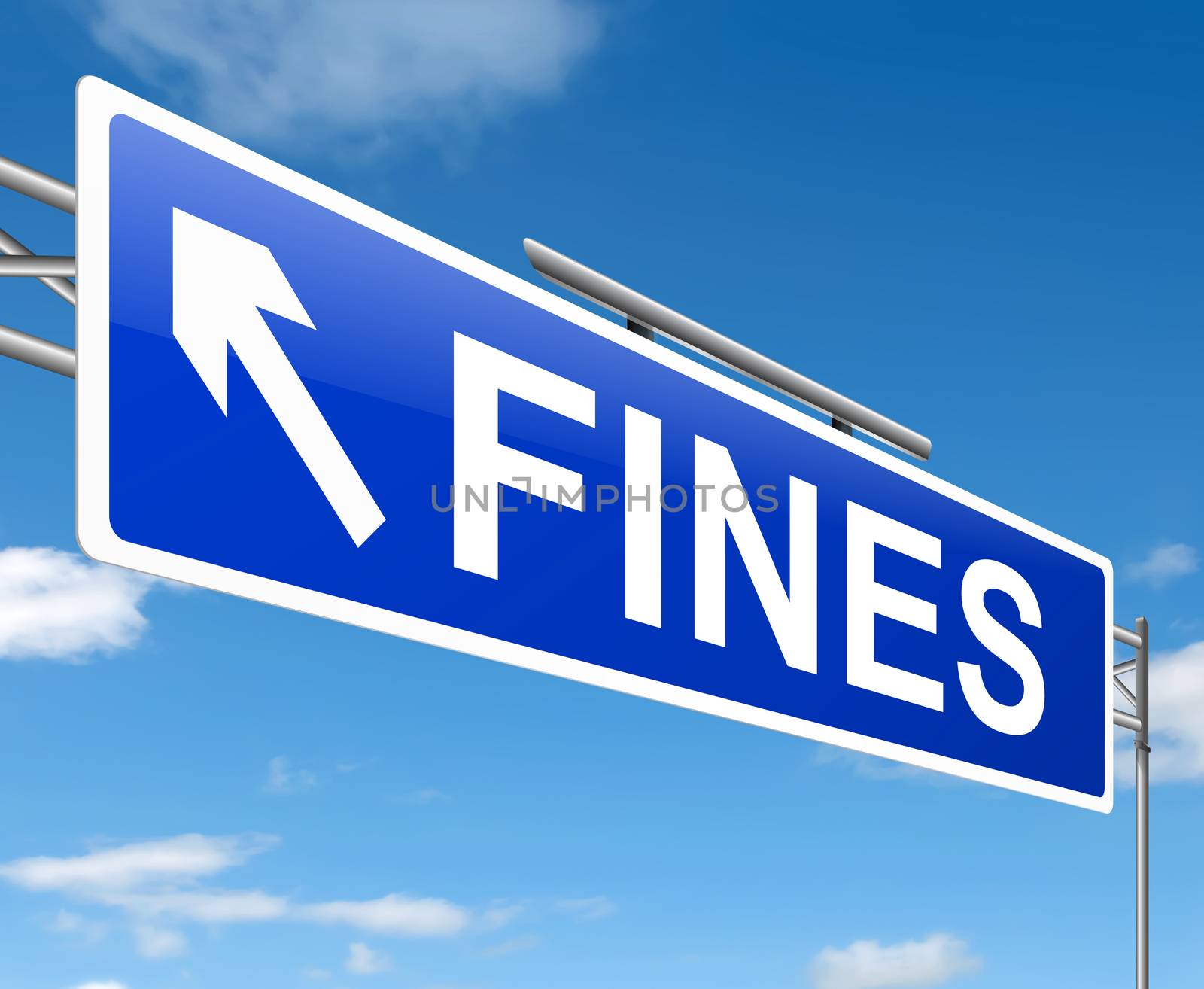 Illustration depicting a sign with a fines concept.
