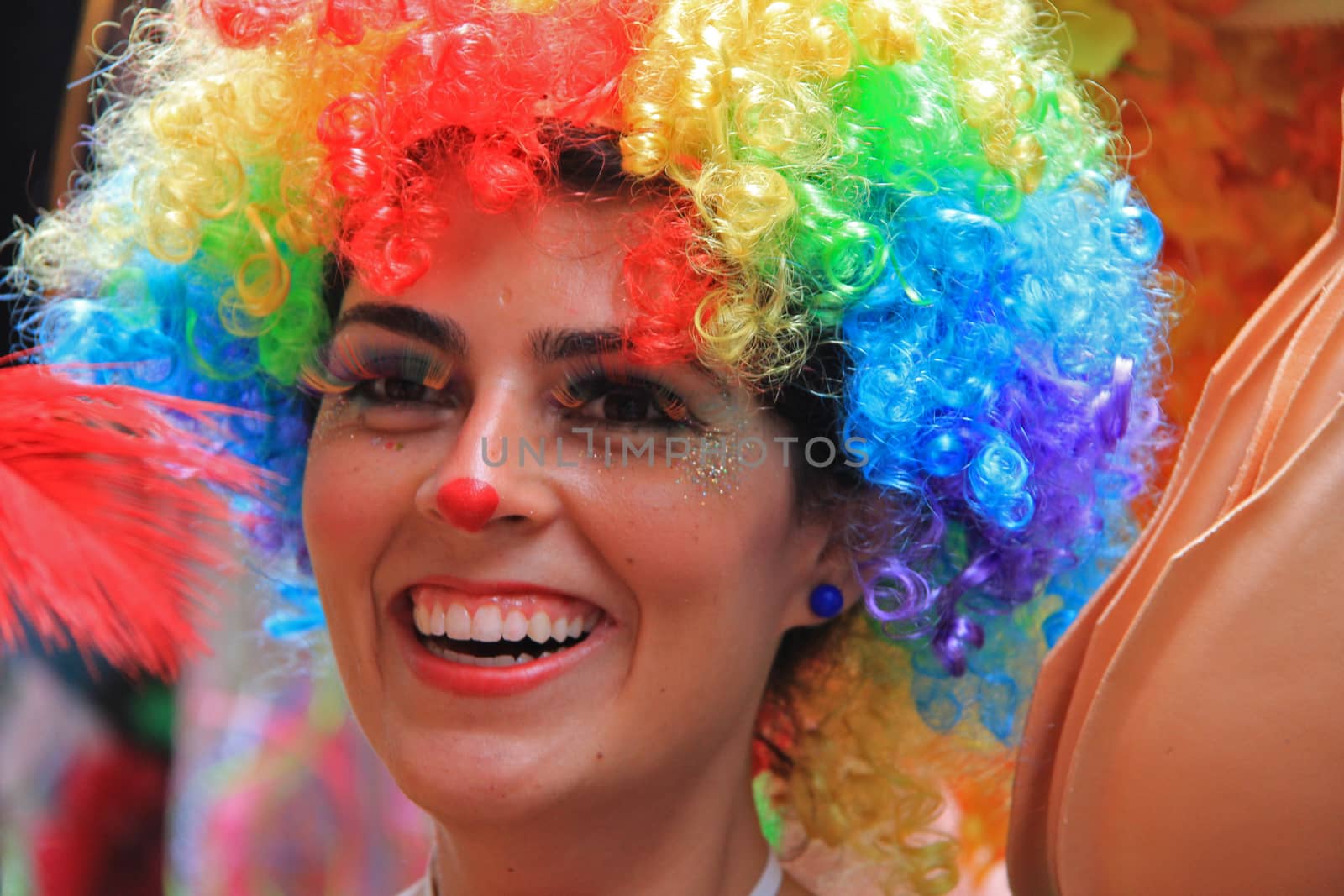 A woman partying on s street in Rio de Janeiro, Brazil 01 Mar 2014 No model release Editorial only