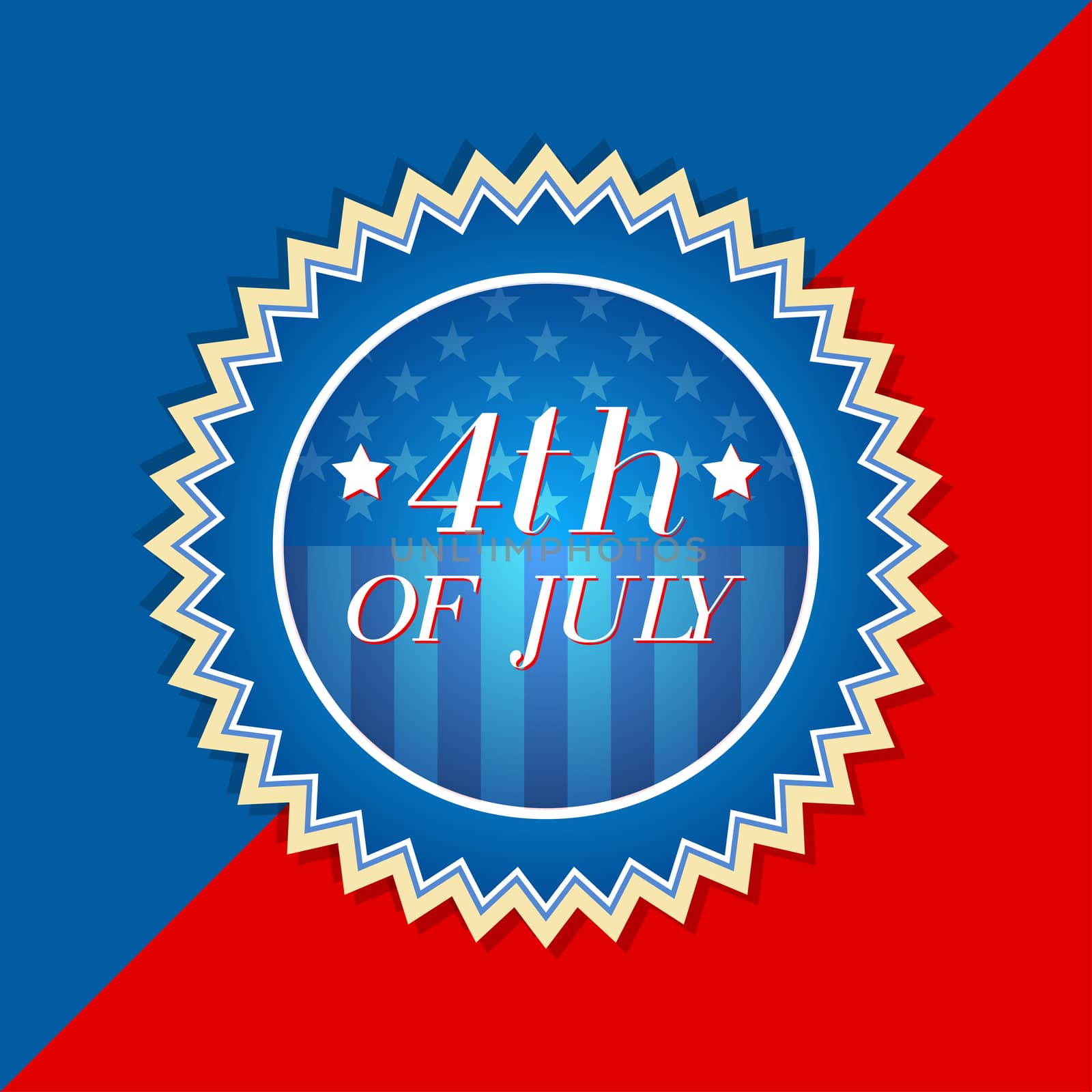 4th of July with american flag - retro label by marinini