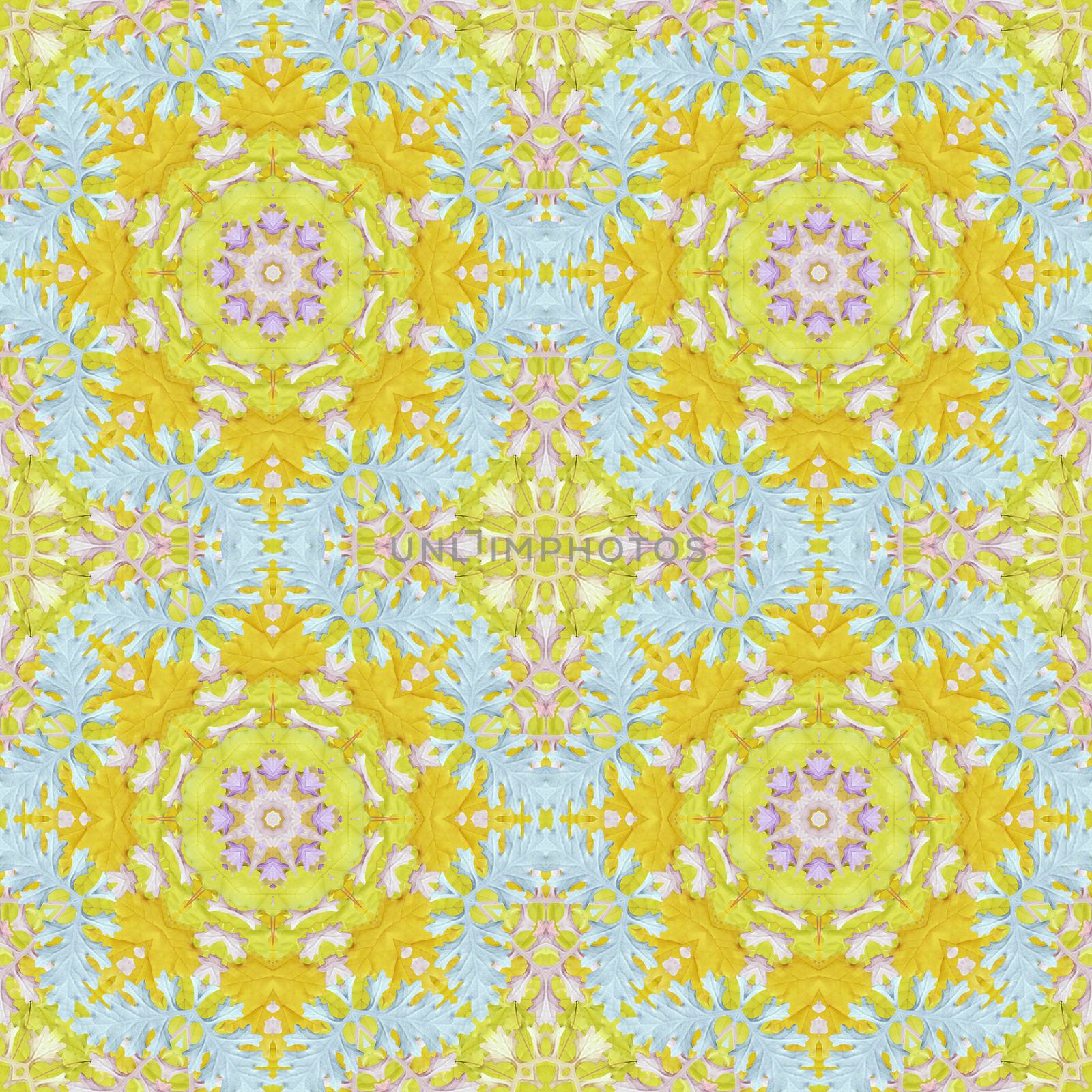 Artistic background, abstract seamless floral pattern with colorful leaves of plants