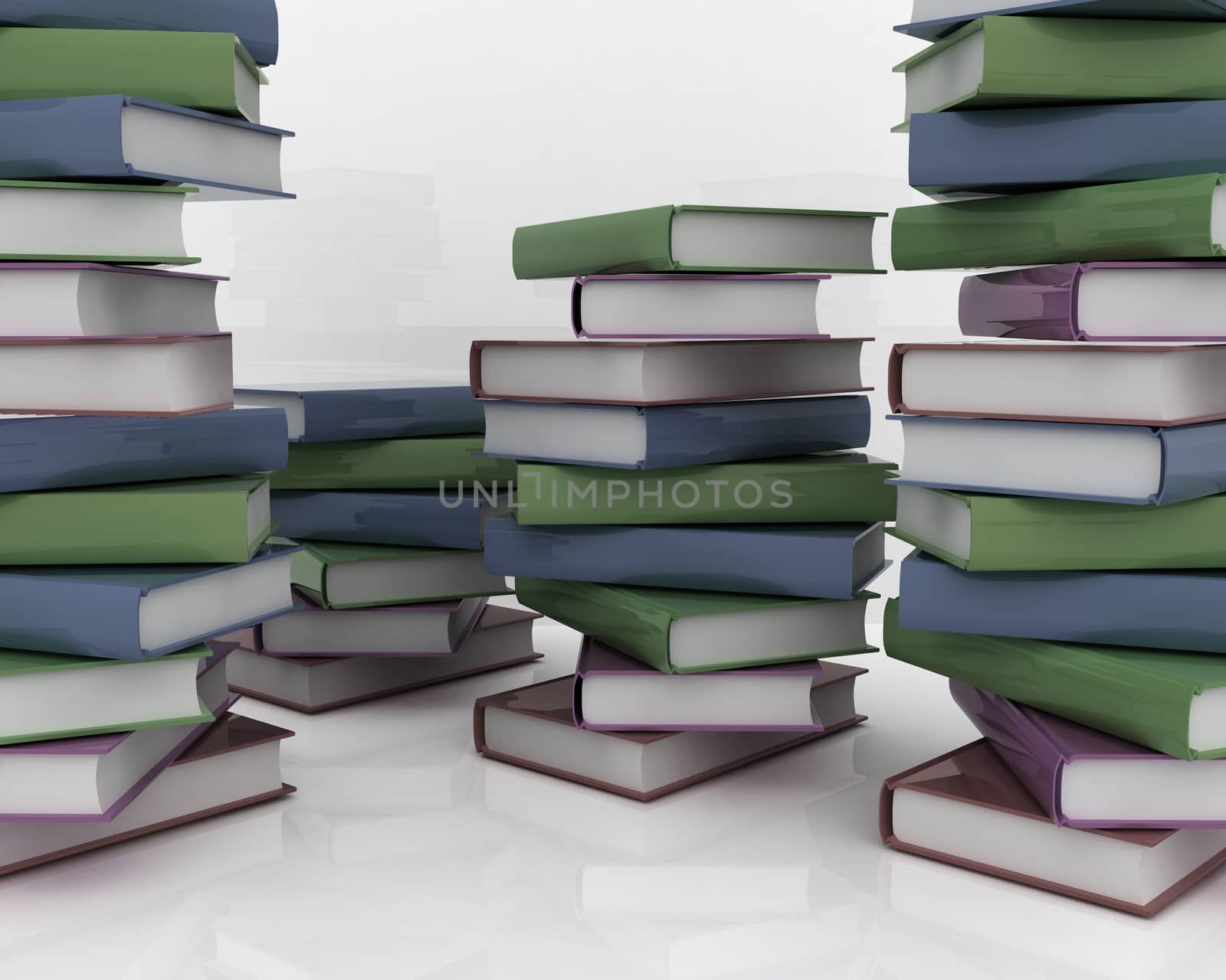 colorful real books on a white background