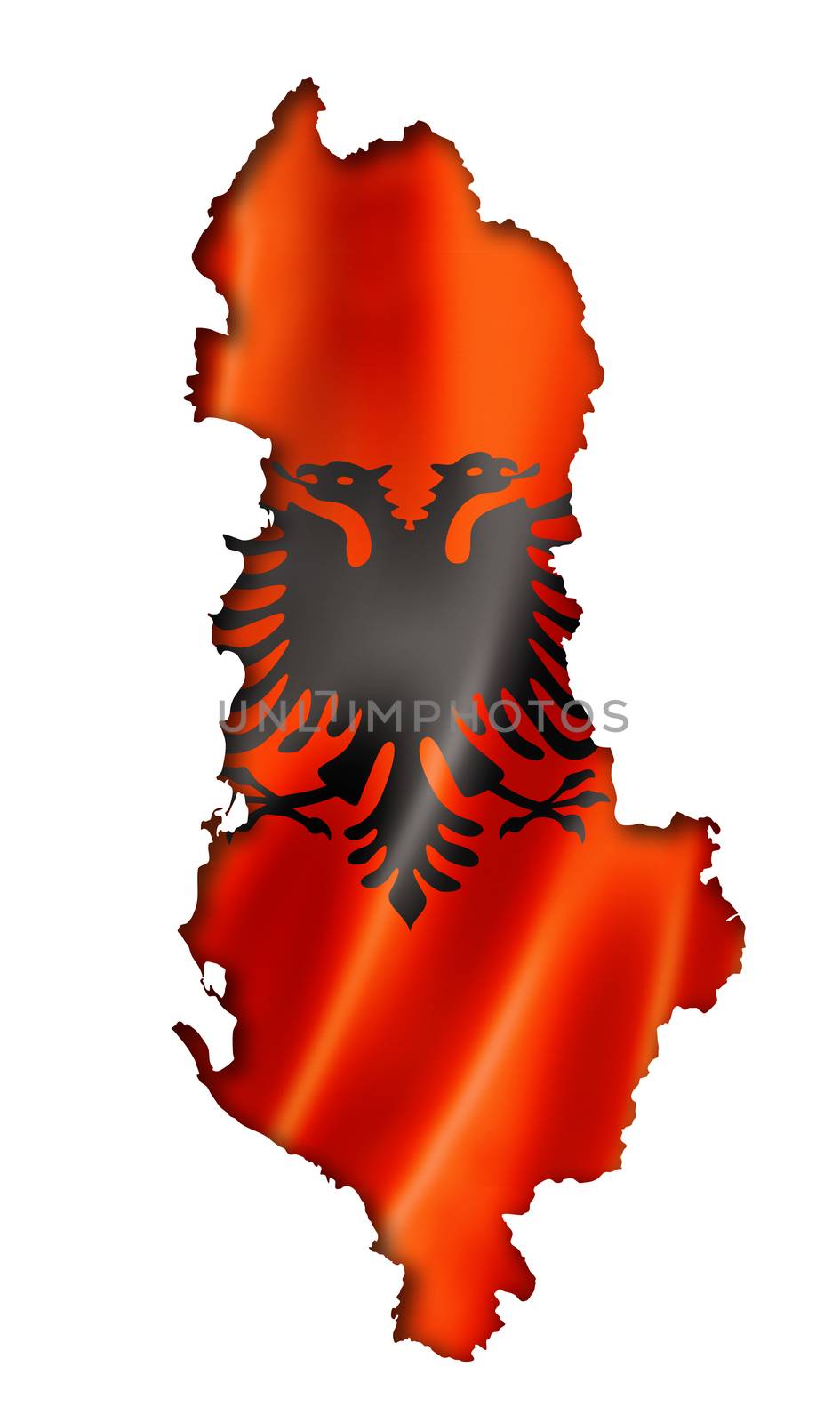 Albania flag map, three dimensional render, isolated on white