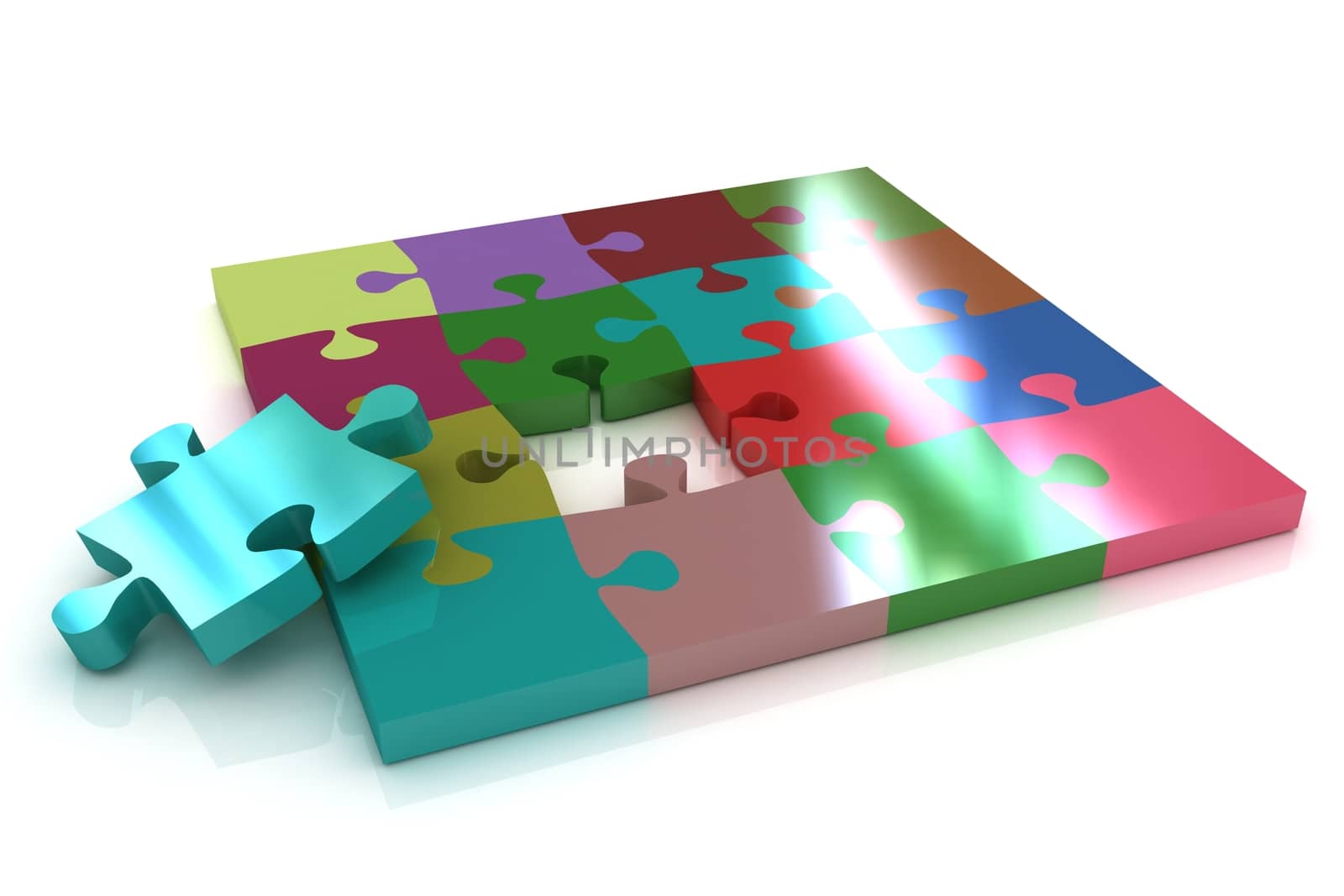 Many-colored puzzle pattern (removable pieces). 