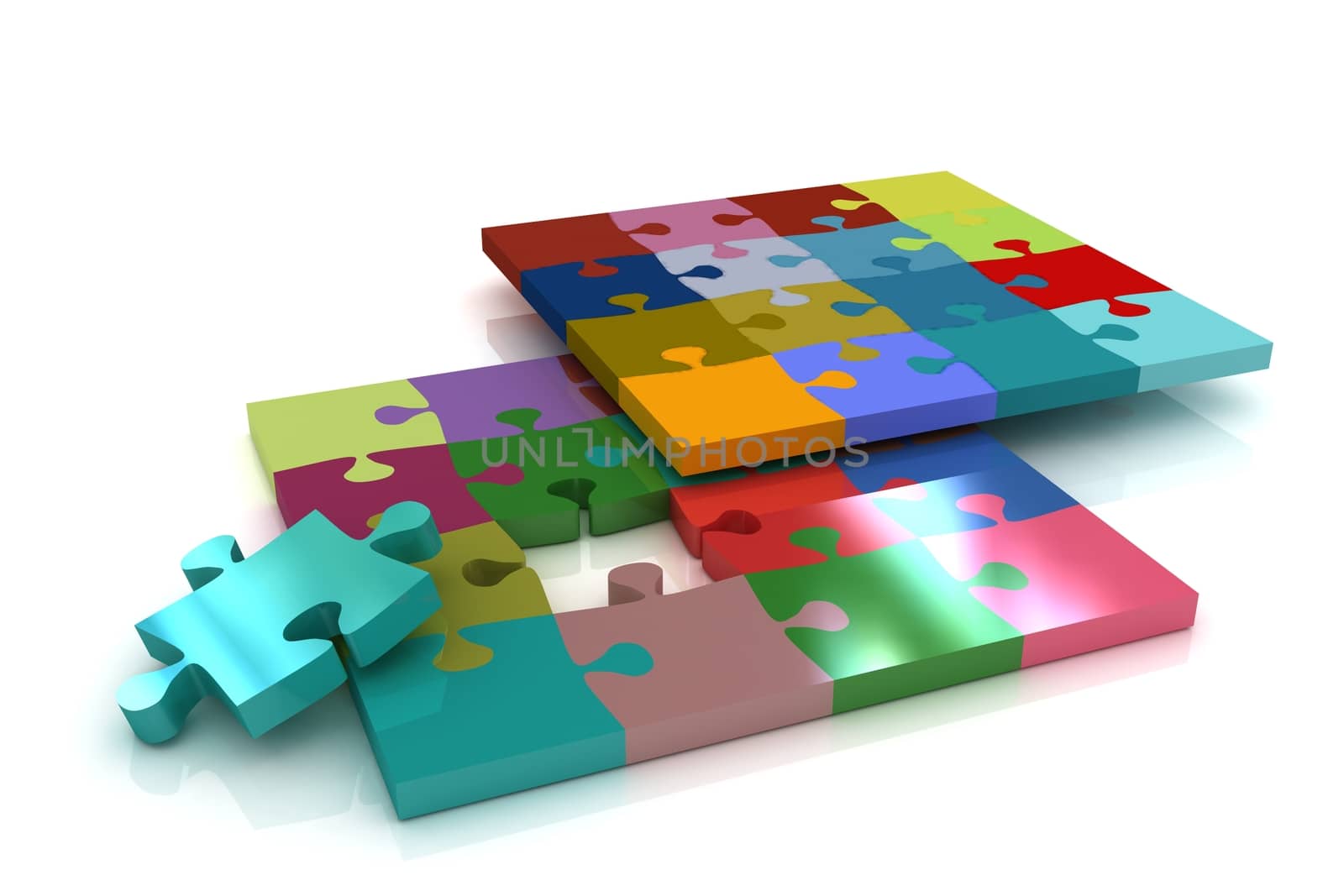 Many-colored puzzle pattern (removable pieces). 