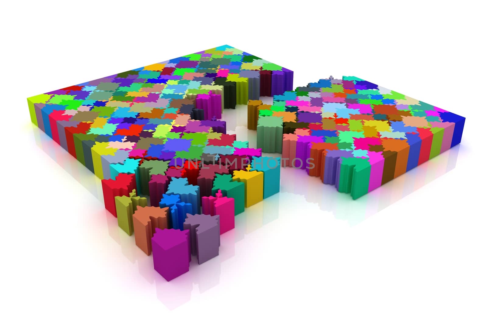 Many-colored puzzle pattern (removable pieces). 