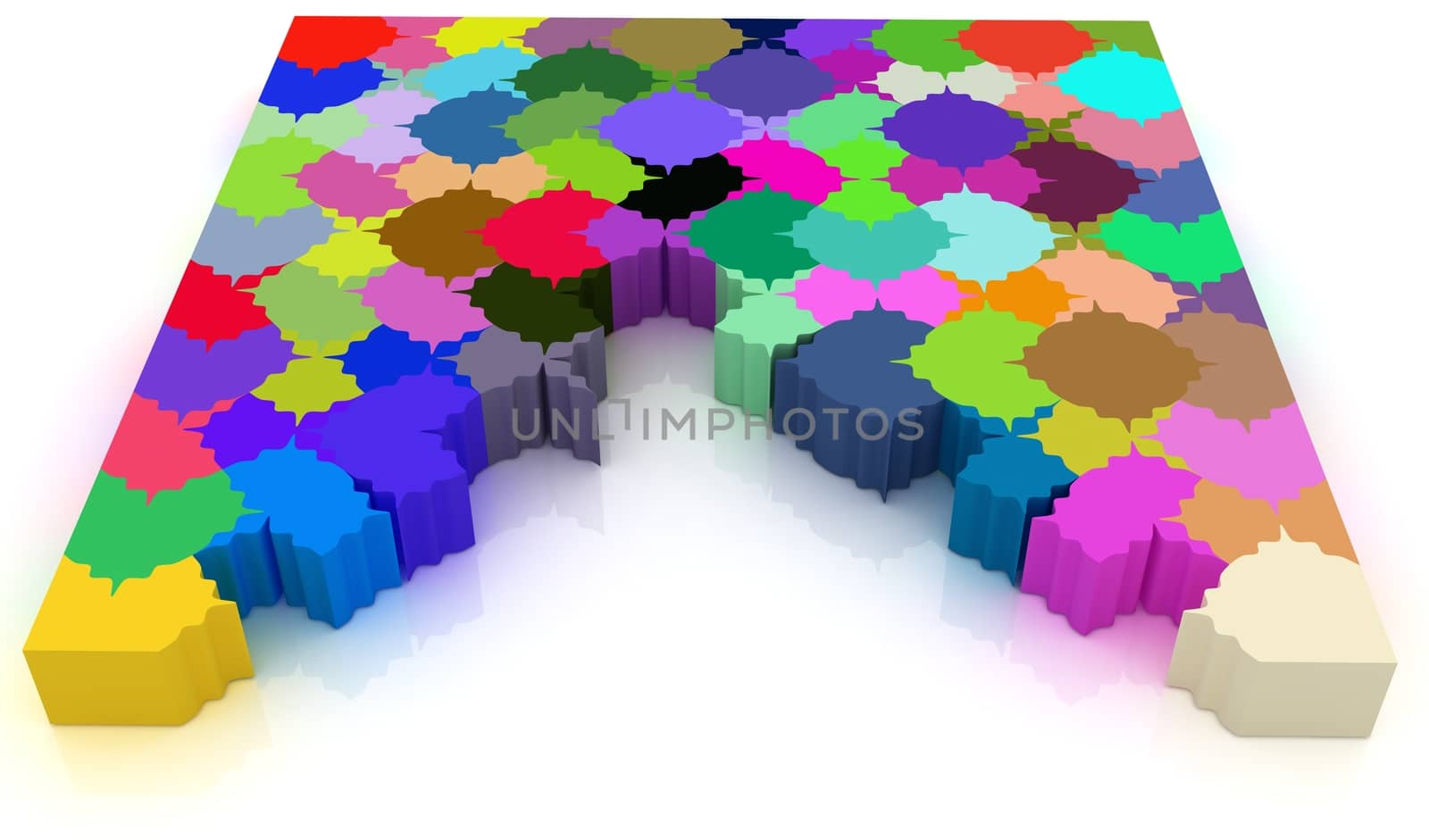 Many-colored puzzle pattern (removable pieces). 