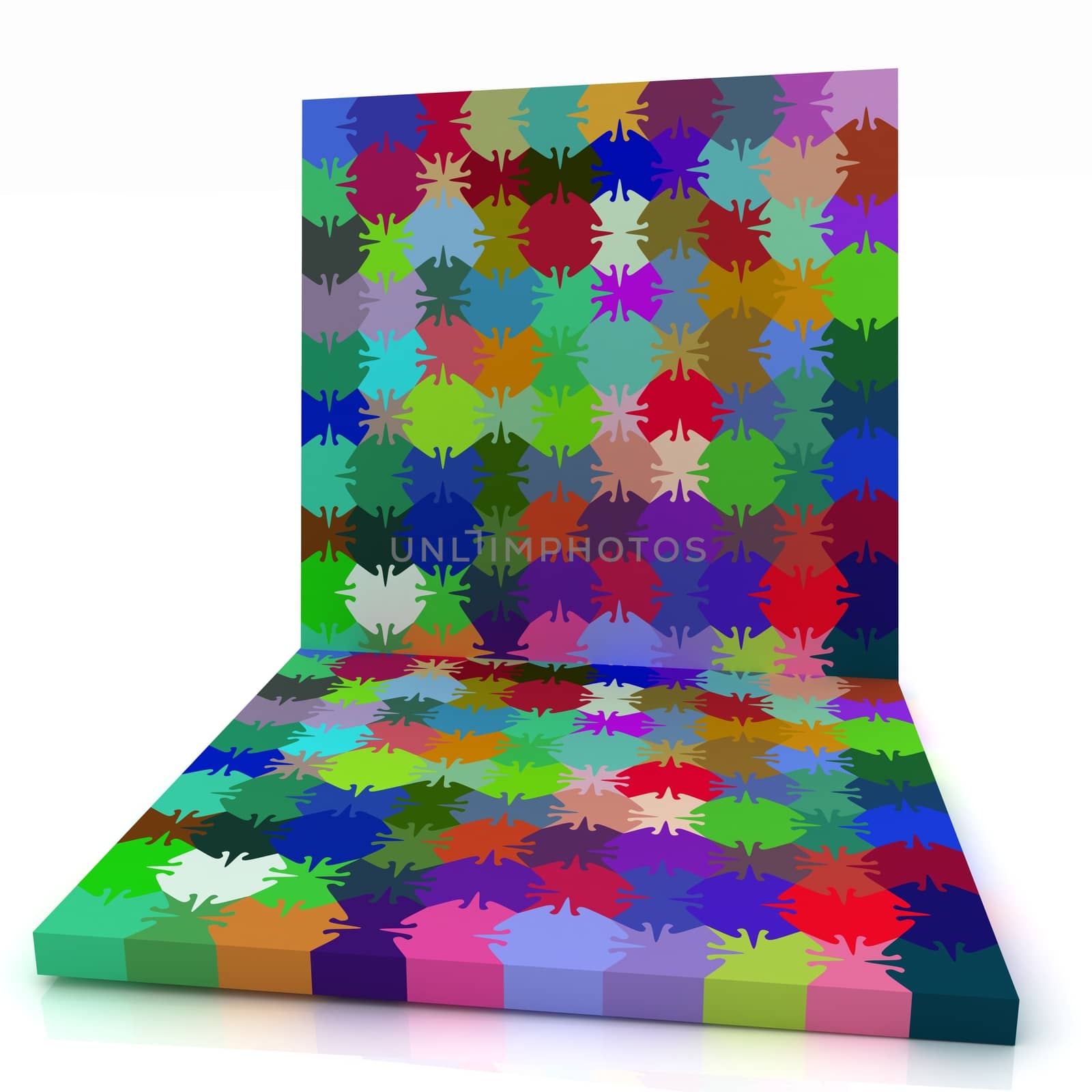 Many-colored puzzle pattern (removable pieces). 