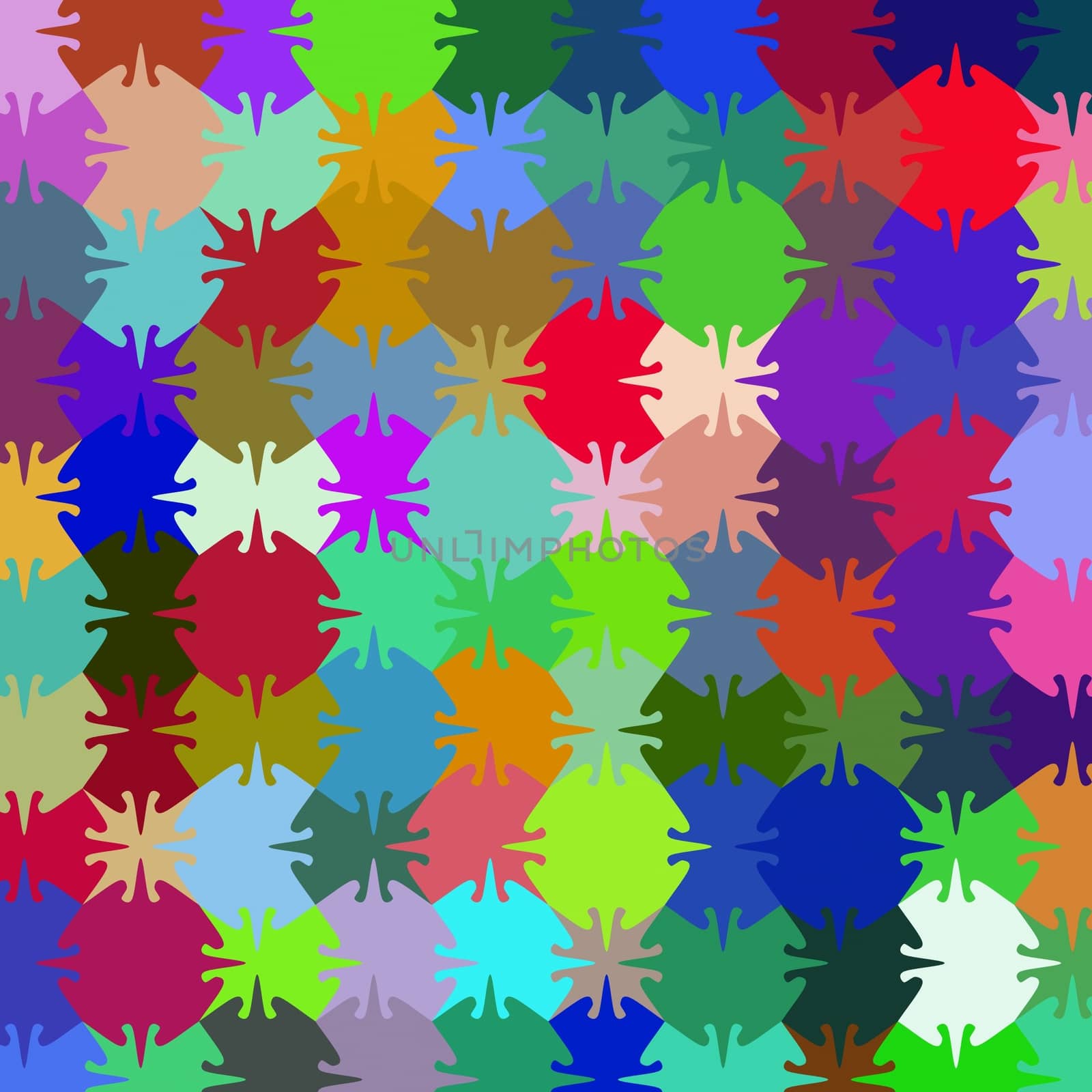 Many-colored puzzle pattern (removable pieces). 