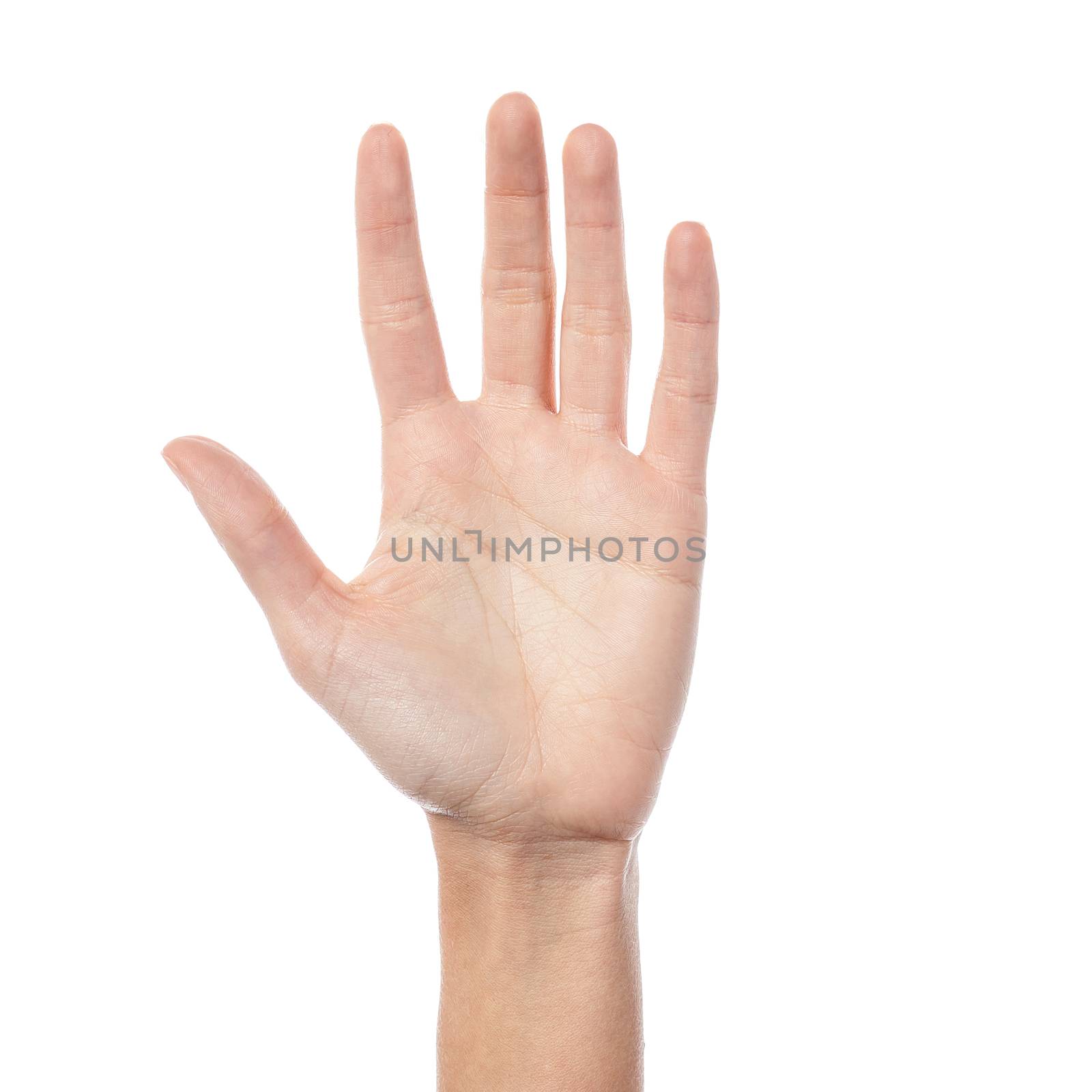 Woman hand showing five count by stockyimages