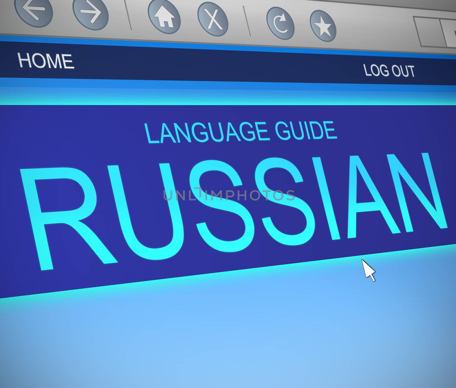 Illustration depicting a computer screen capture with a Russian language concept.