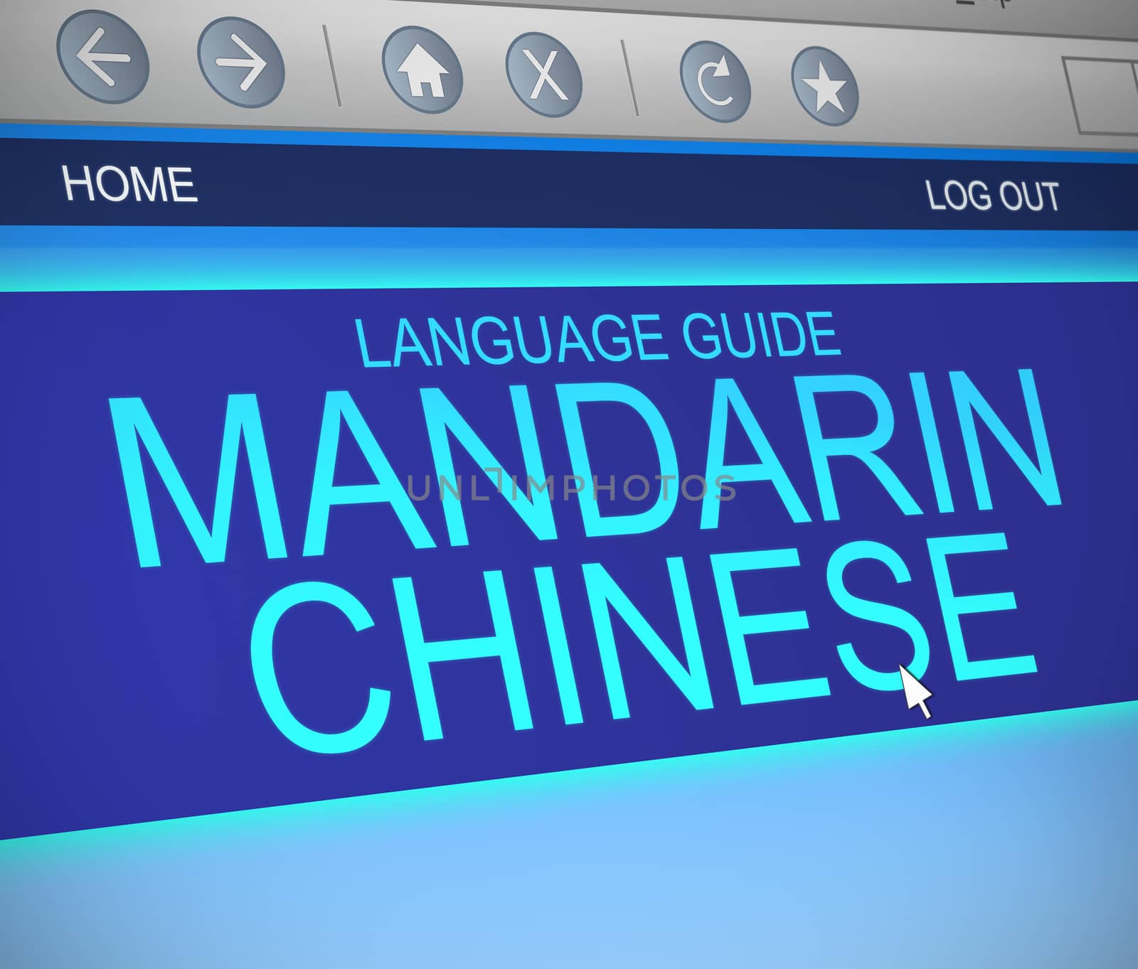 Illustration depicting a computer screen capture with a Mandarin Chinese language concept.