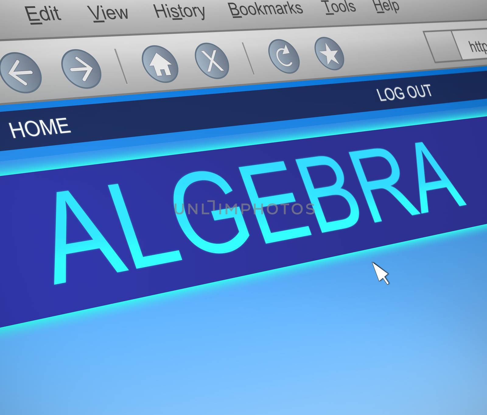 Illustration depicting a computer screen capture with an algebra concept.