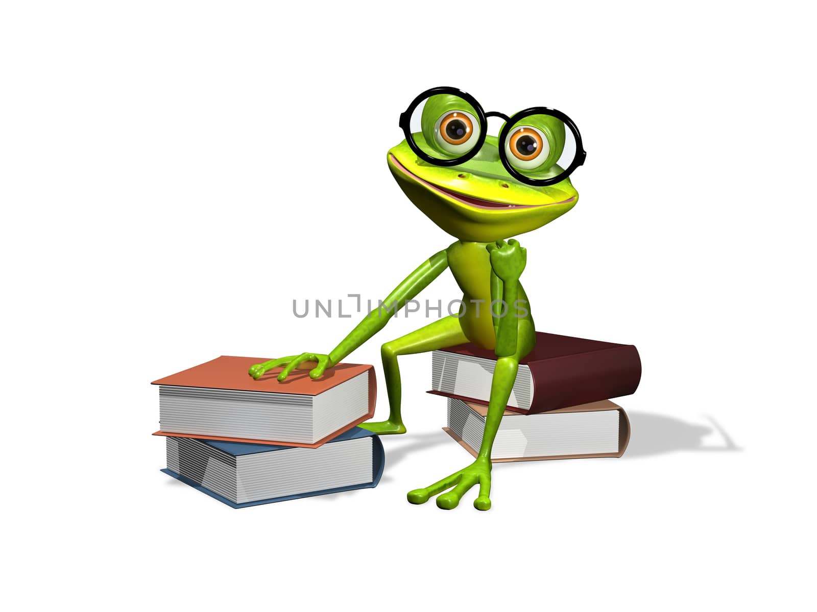 frog and books by brux