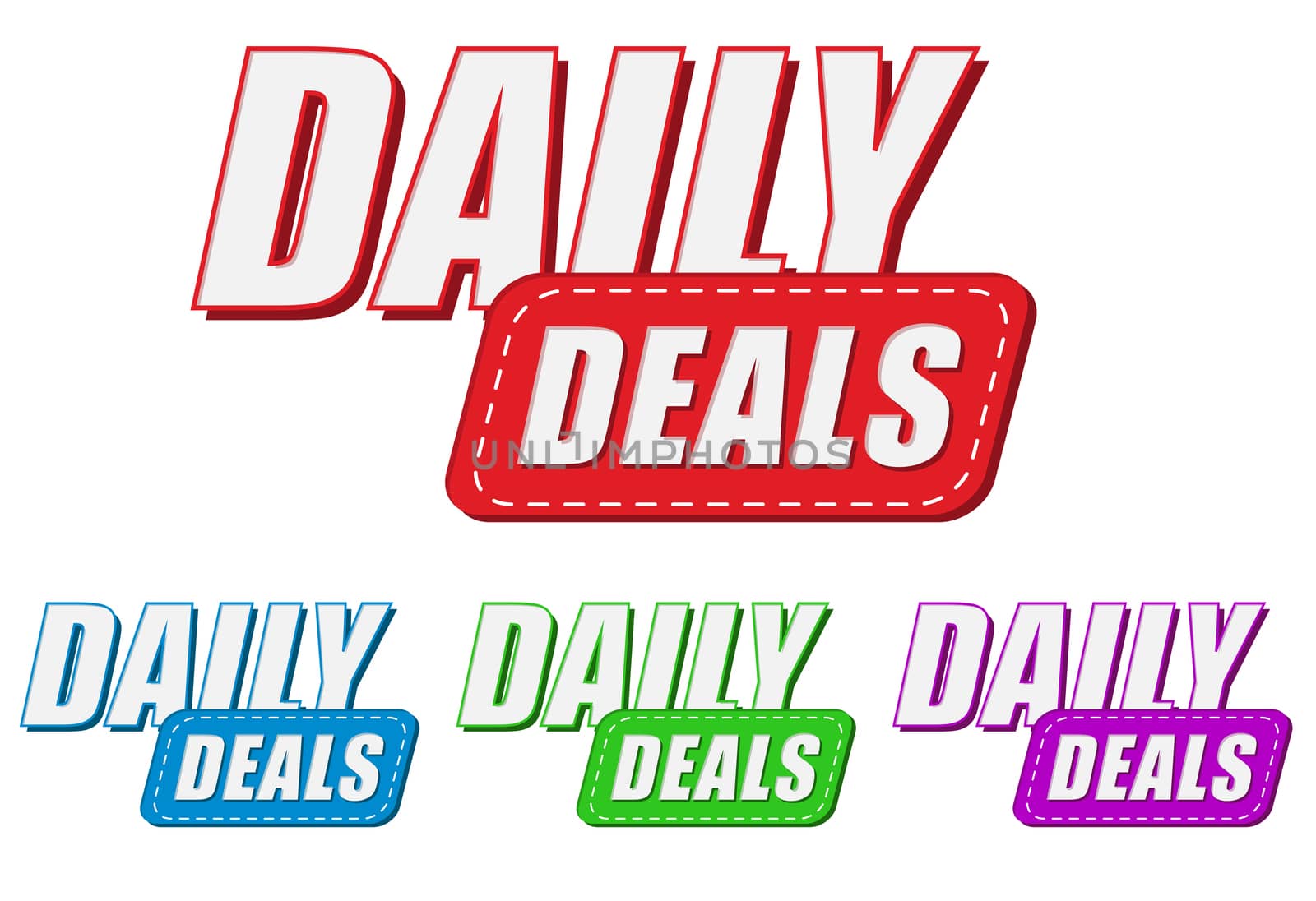 daily deals, four colors labels by marinini