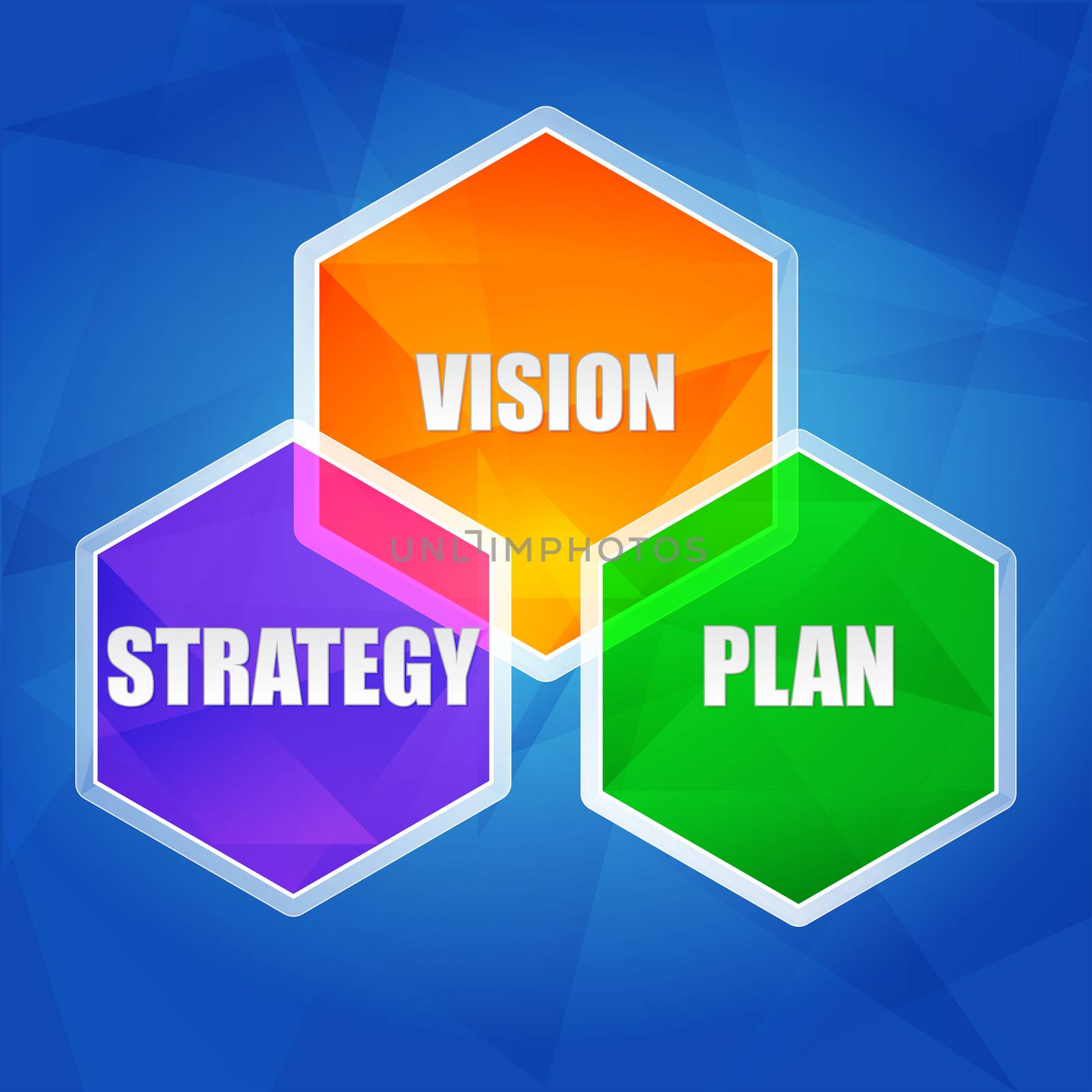 vision, strategy, plan in hexagons, flat design by marinini