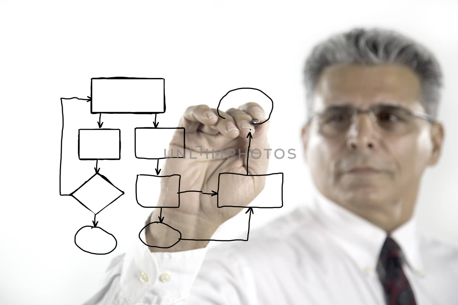 businessman with an empty diagram on white background
