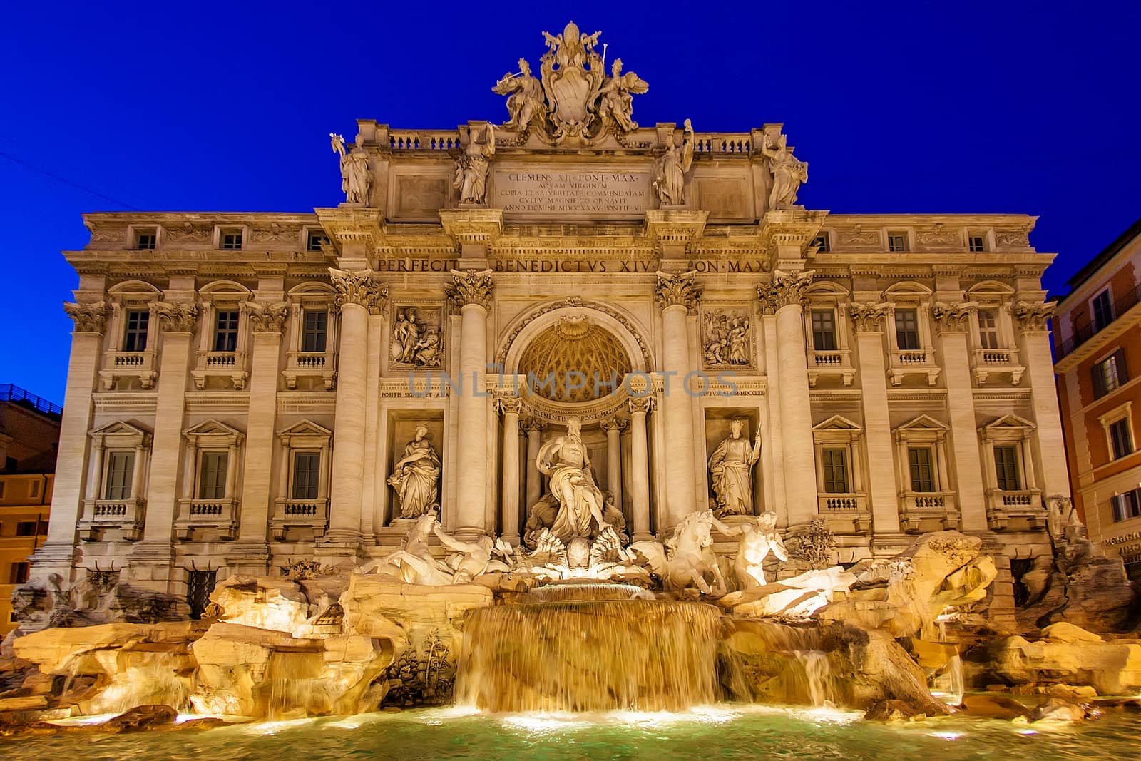 The Trevi Fountain and the Palazzo Poli at dawn, Rome