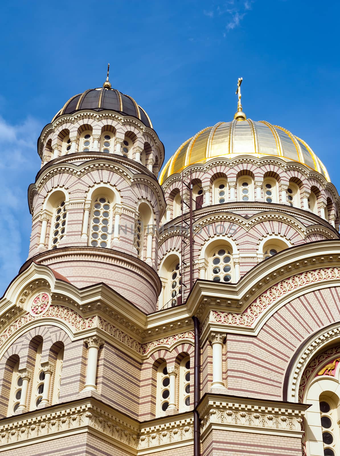 Cupolas of the Orthodox Cathedral in Riga, Latvia