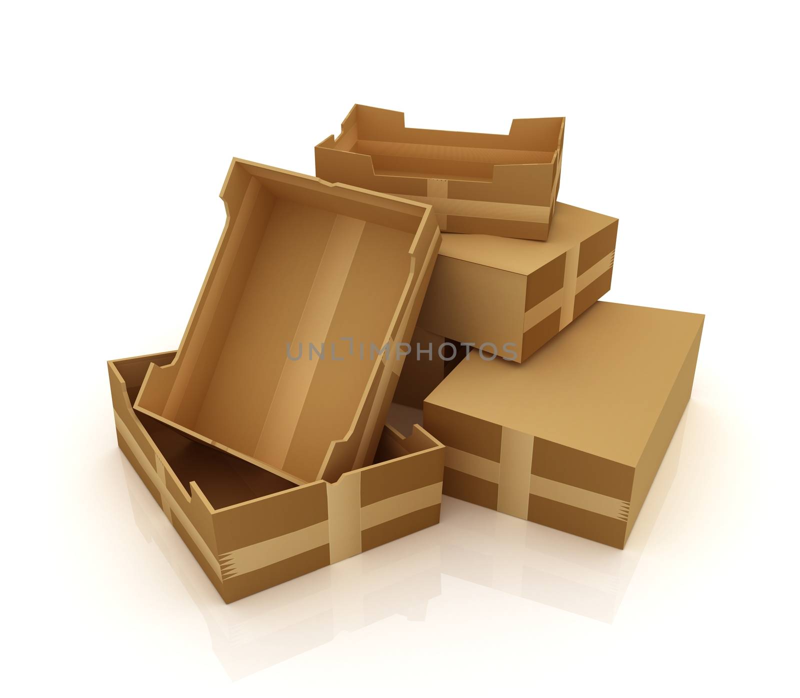 Cardboard boxes on a white background