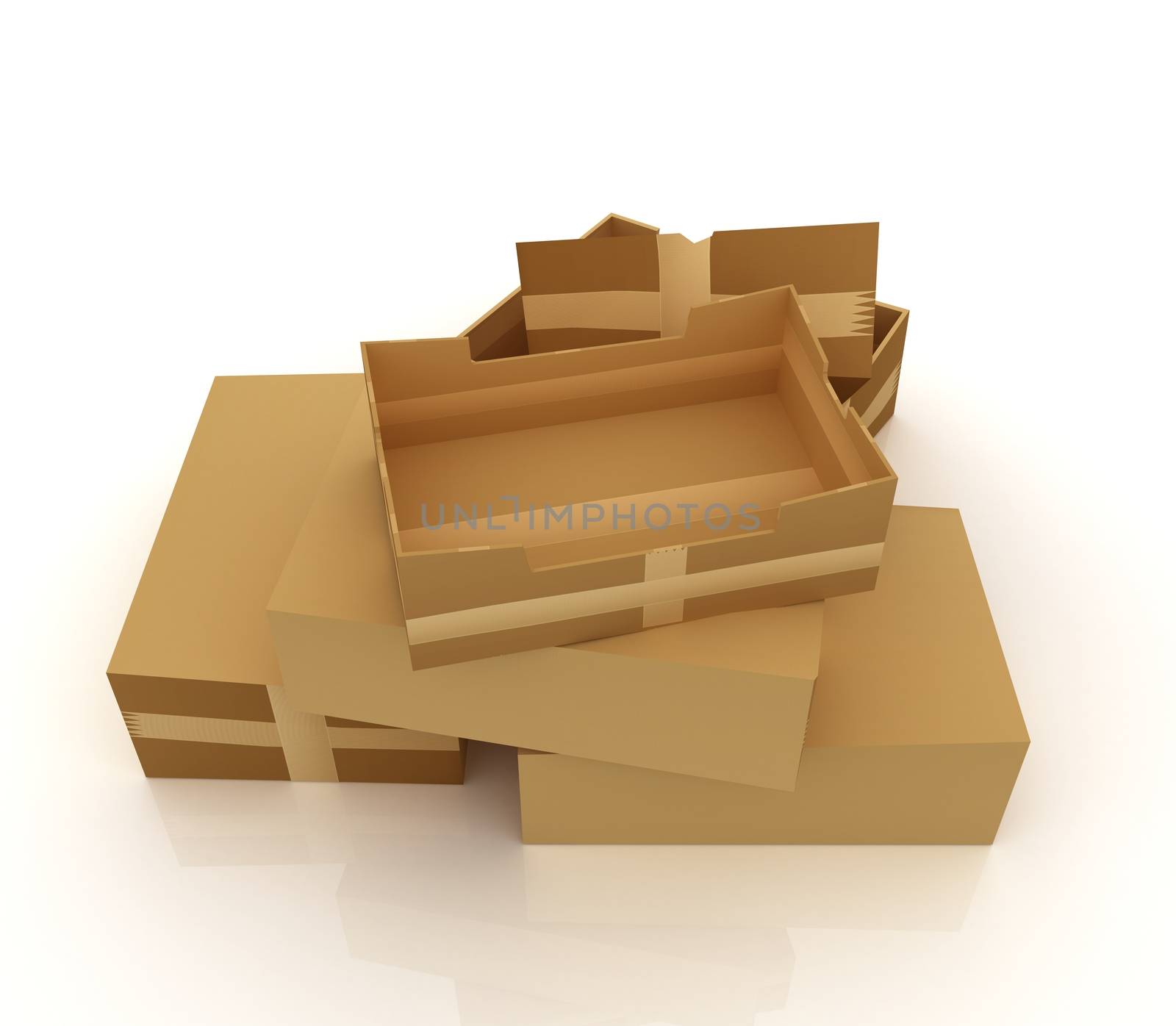 Cardboard boxes on a white background