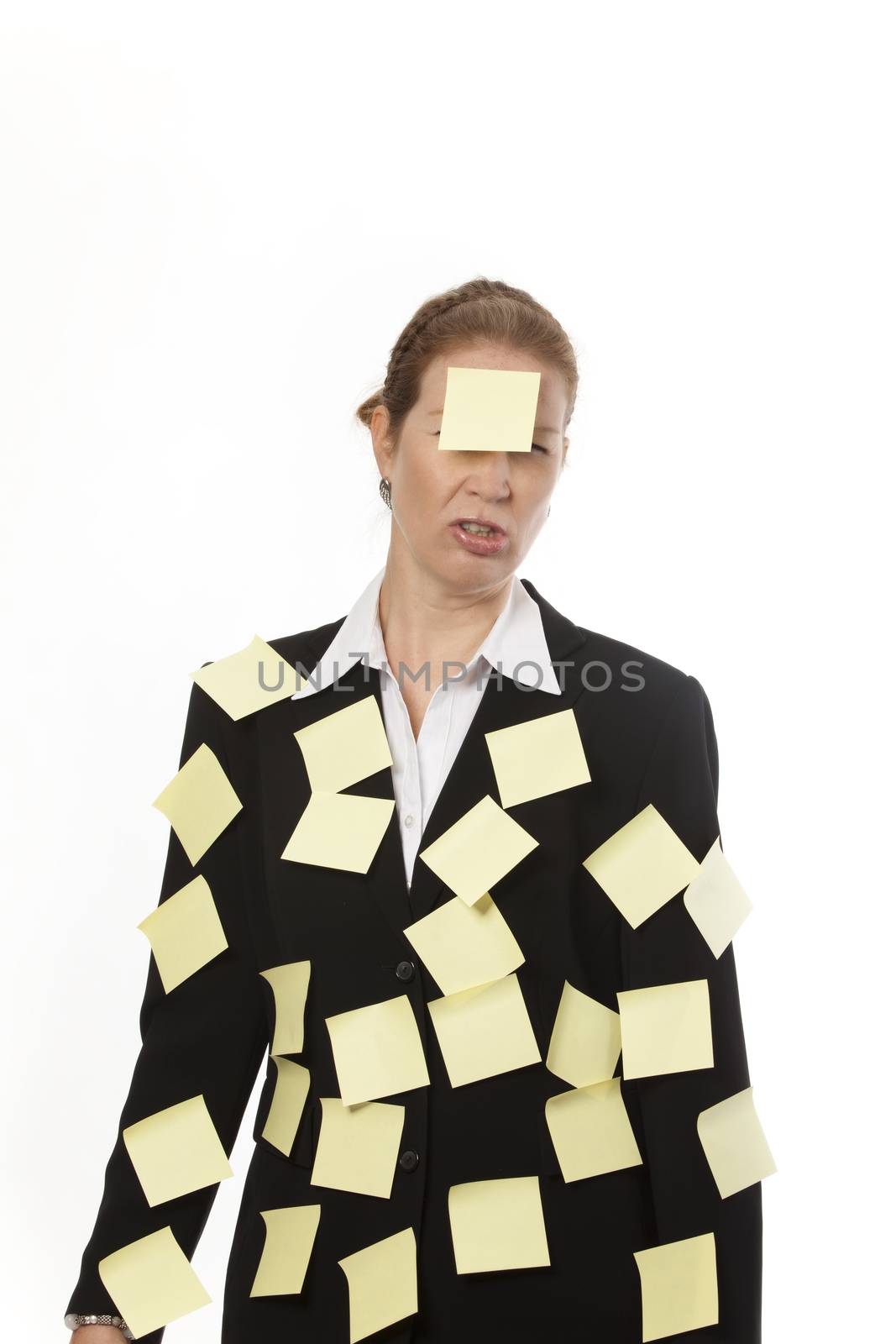 business woman with sticky notes