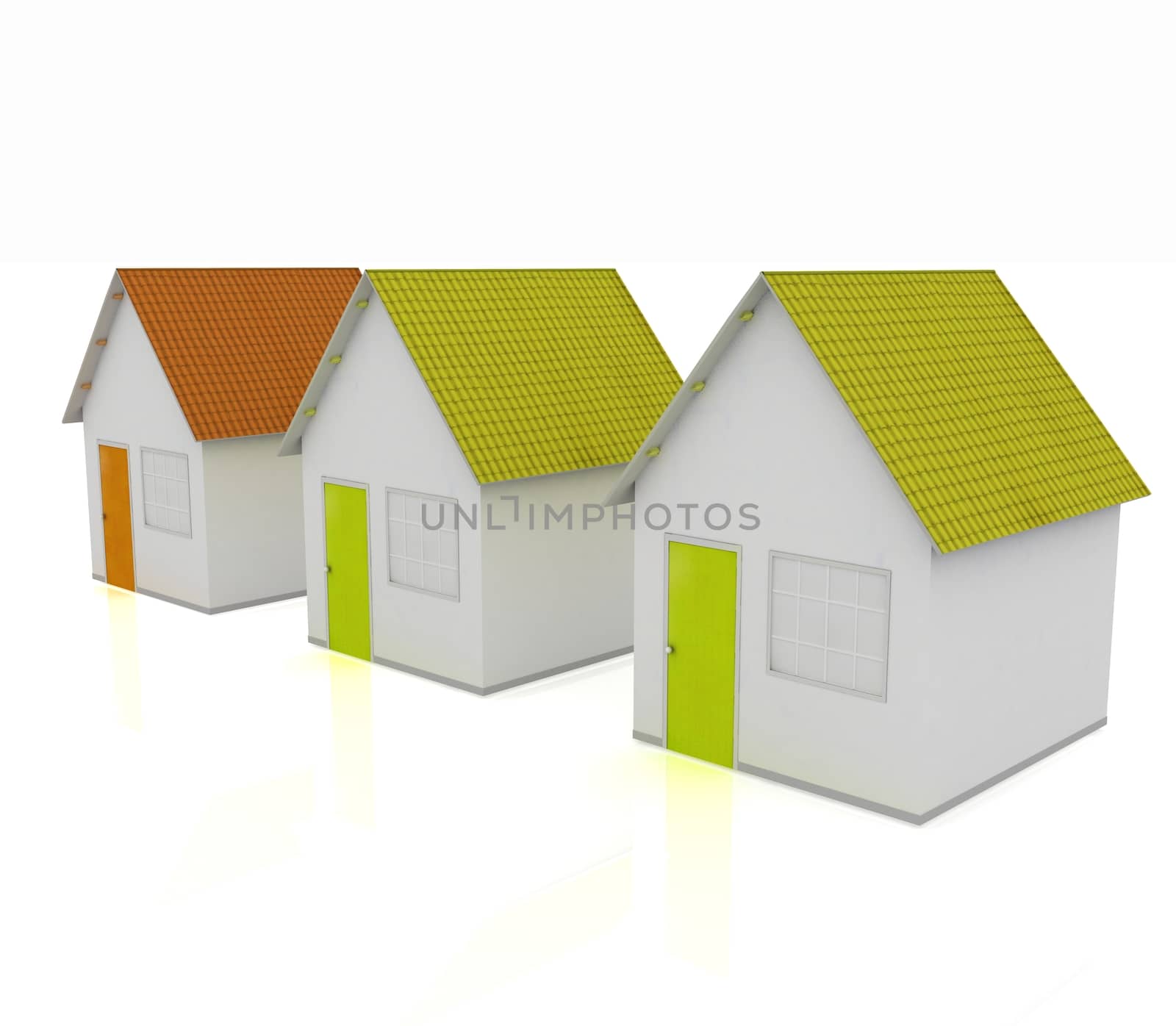 Houses on a white background