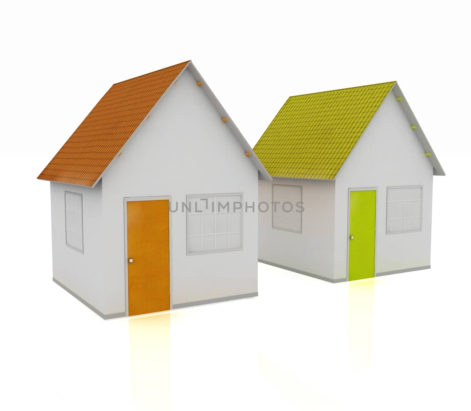 Houses on a white background