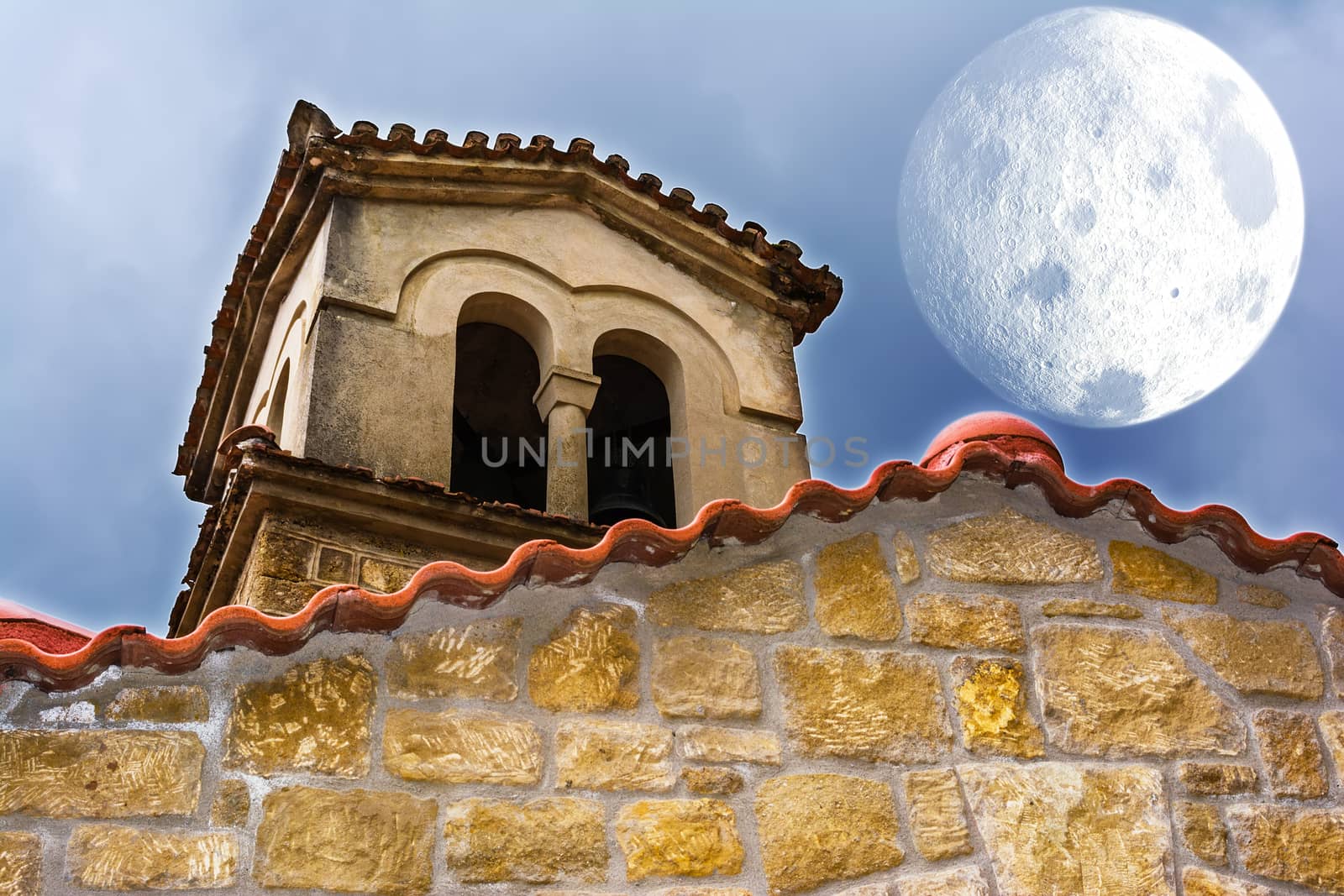 Old Byzantine Church with Moon by ankarb