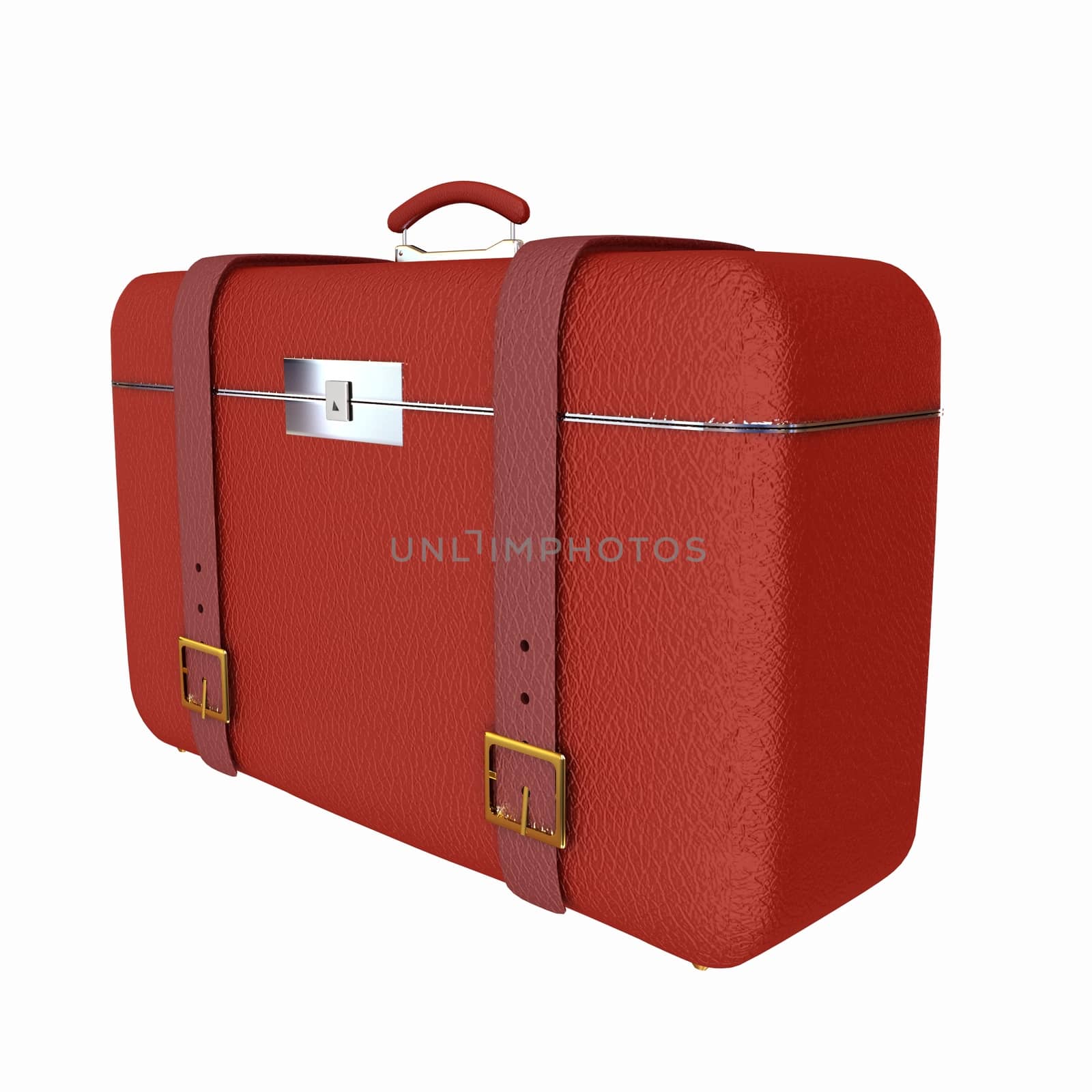 Red traveler's suitcase on a white background