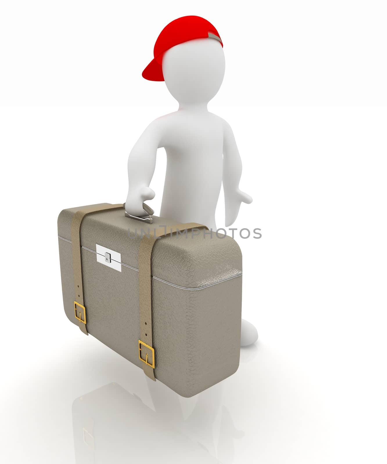 Leather suitcase for travel with 3d man  by Guru3D