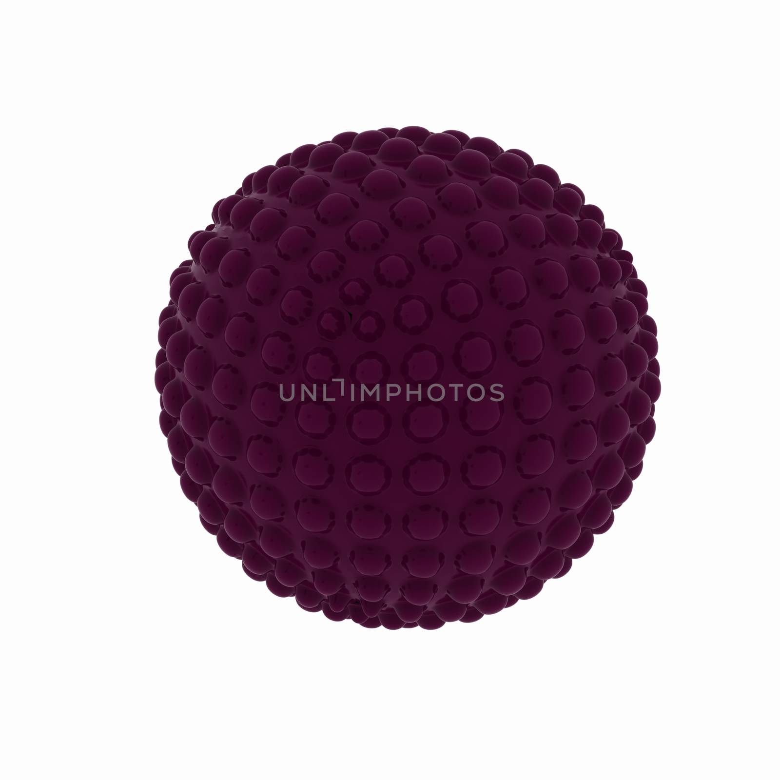 Abstract glossy sphere with pimples on a white background