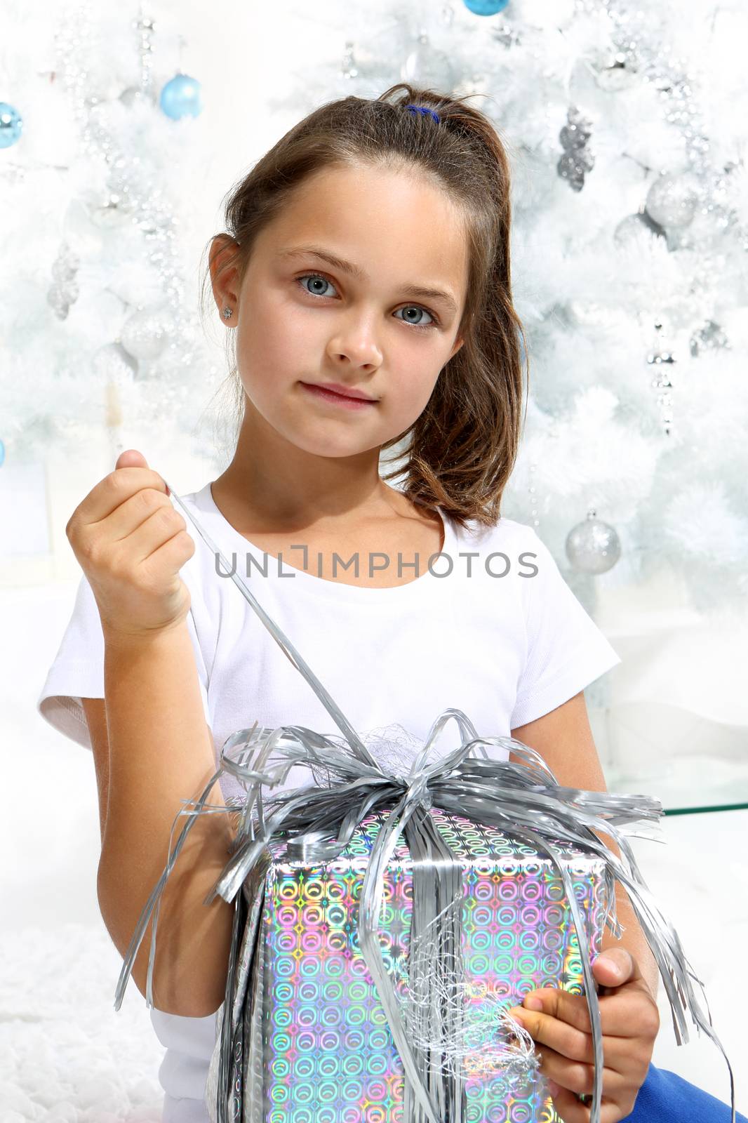 Girl with Christmas present by robert_przybysz