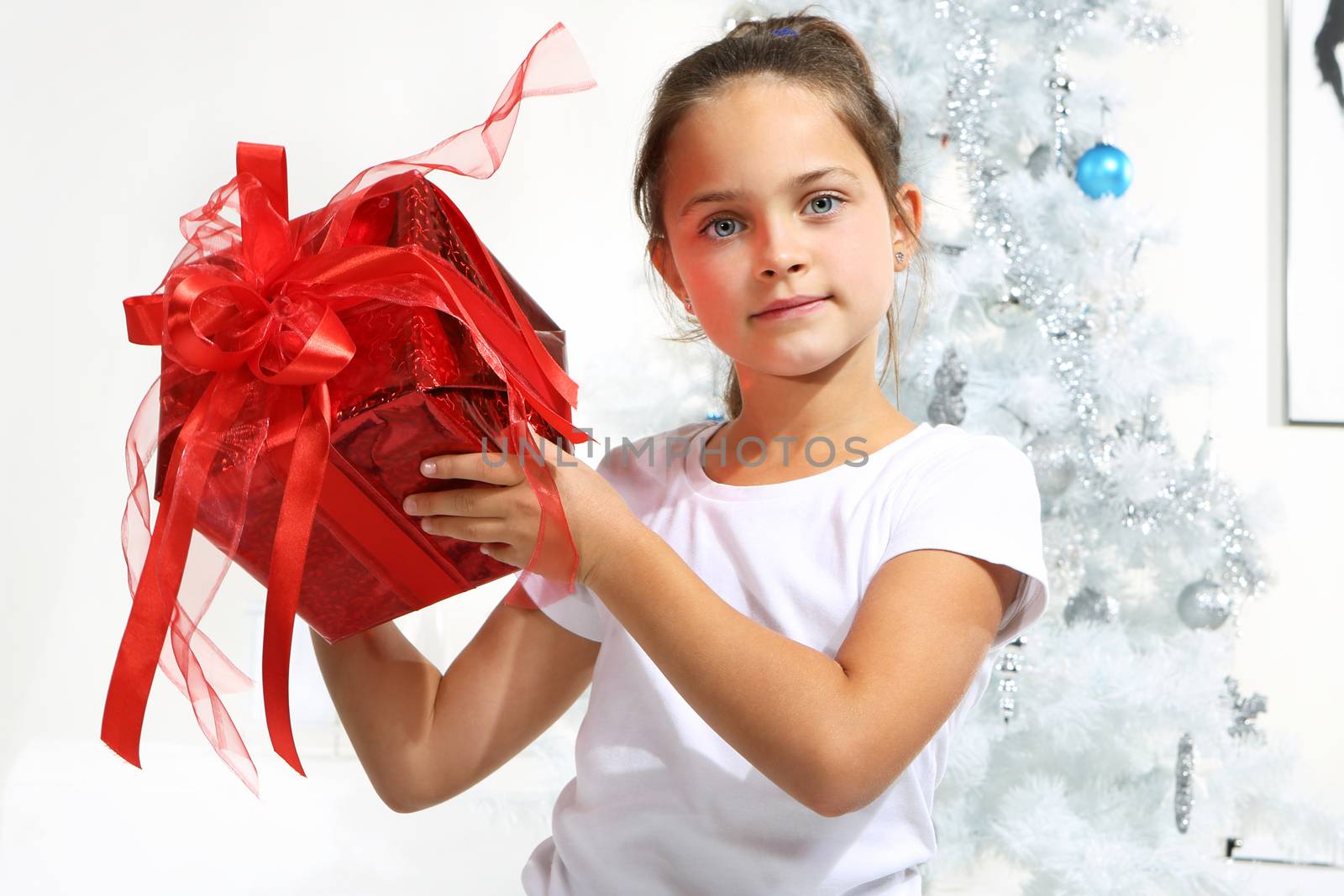 Girl with Christmas present by robert_przybysz