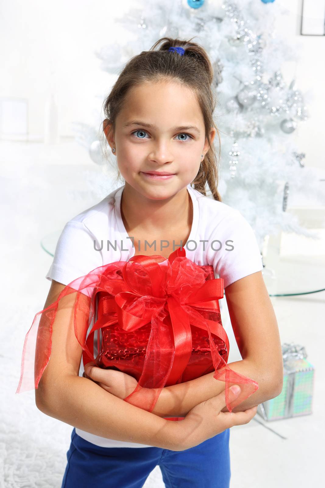 Girl with Christmas present