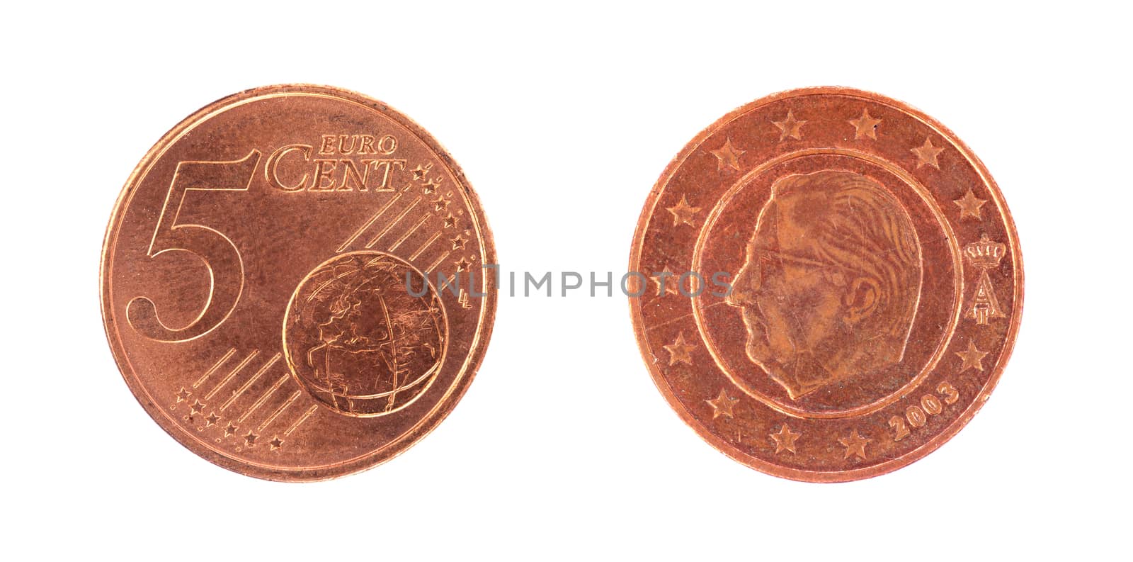 5 euro cent coin, isolated on white