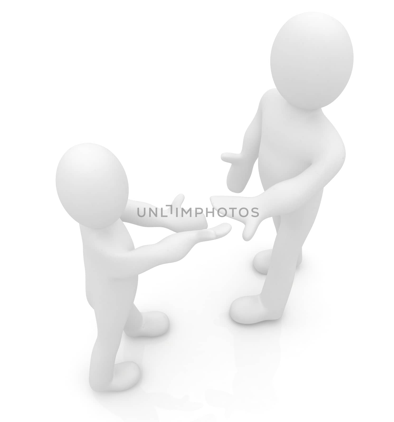 3d man gives. Insert your topic on a white background