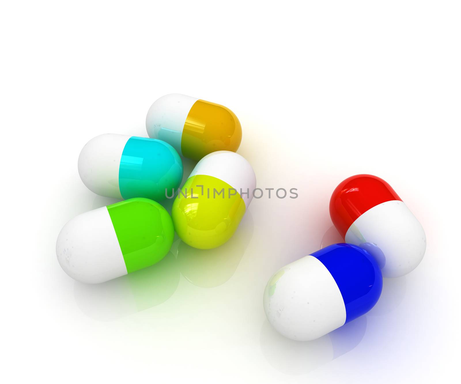 Pills on a white background