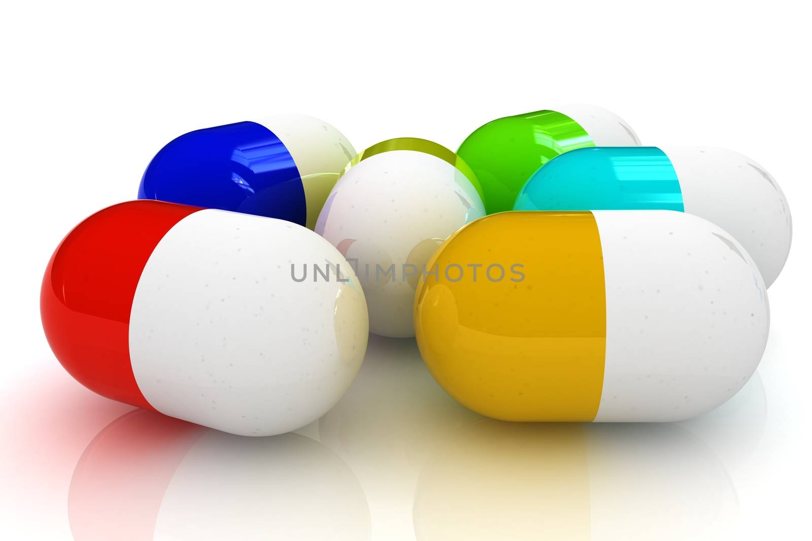 Pills on a white background