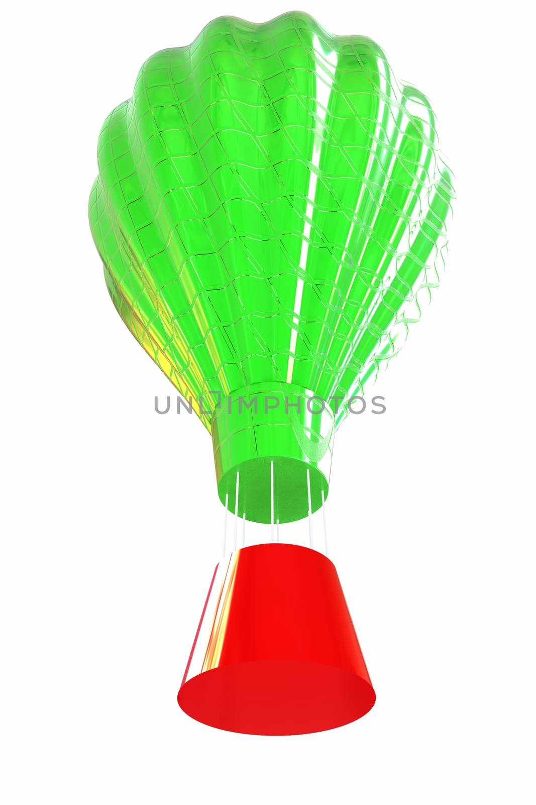 Hot Air Balloons with Gondola. Colorful Illustration isolated on white Background 