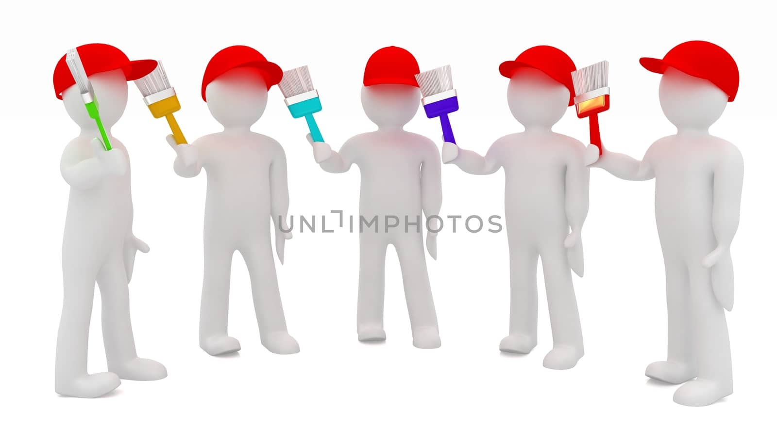 3d man with a brush. Isolated on white background 