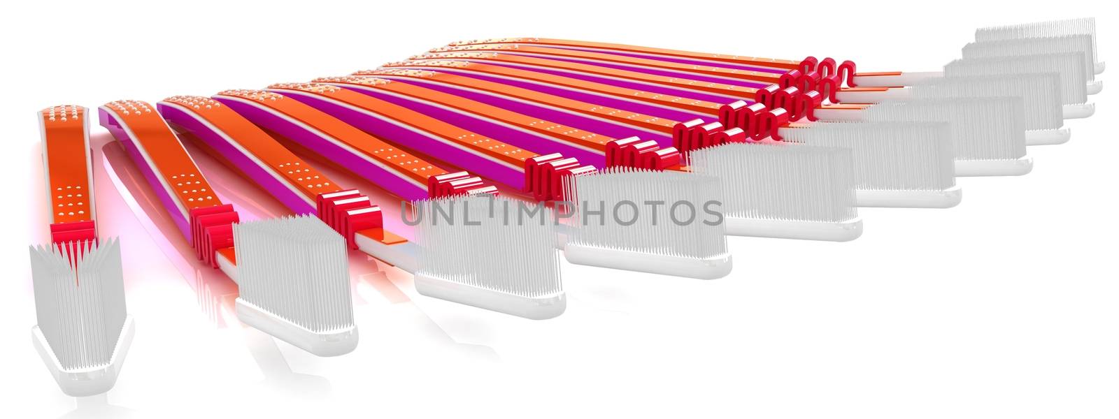 Toothbrushes on a white background 