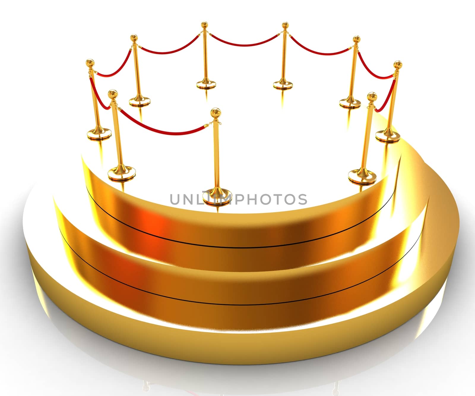 Gold podium 3d on a white background