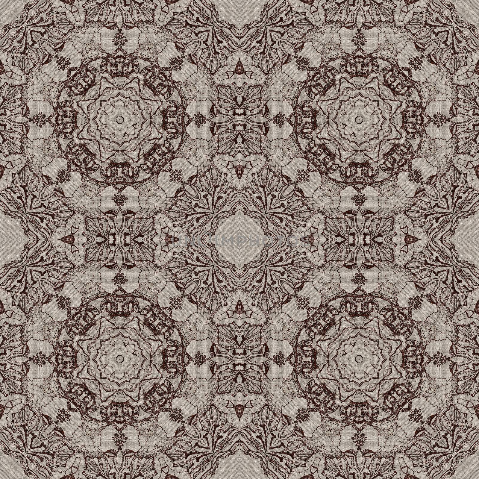 Seamless artistic background, abstract graphic pattern on vintage linen canvas