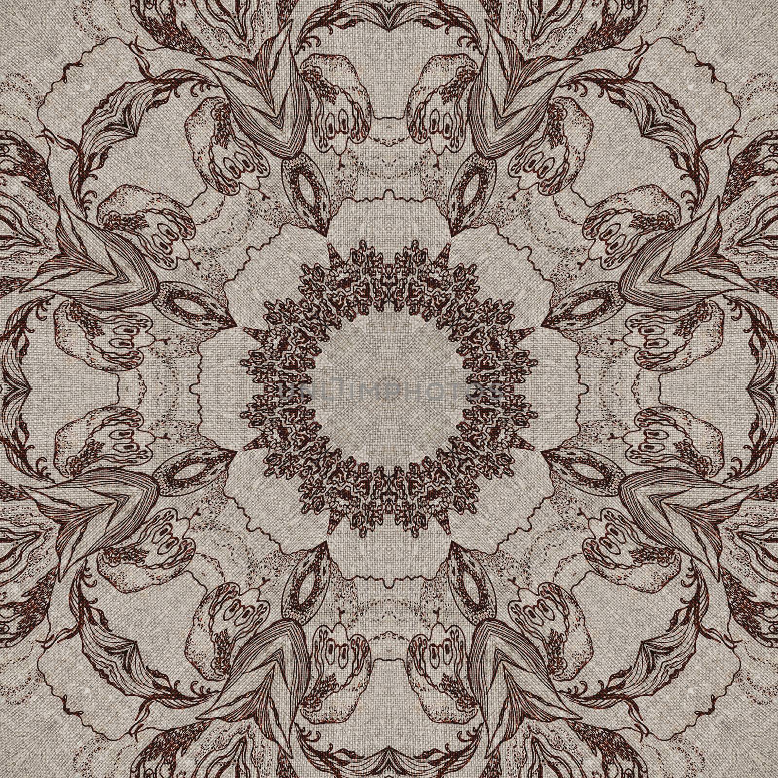 Seamless artistic background, abstract graphic pattern on vintage linen canvas