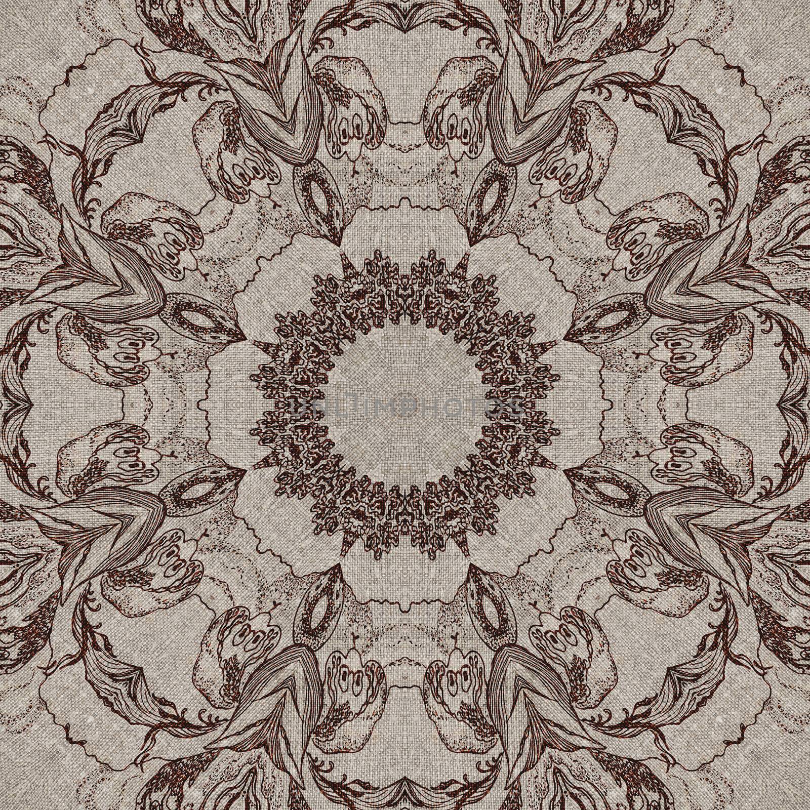 Seamless artistic background, abstract graphic pattern on vintage linen canvas